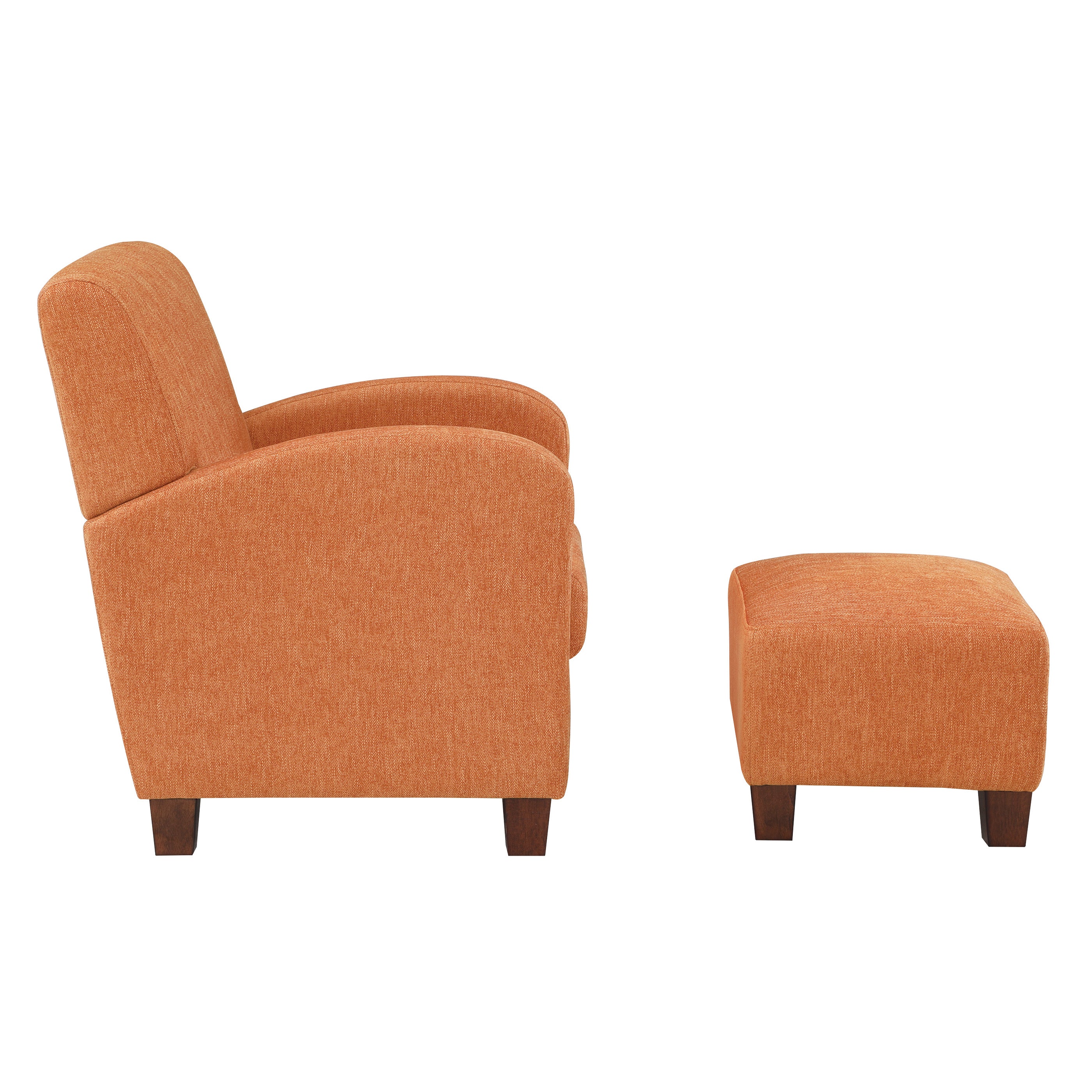 Aiden Chair & Ottoman Herringbone  - Orange