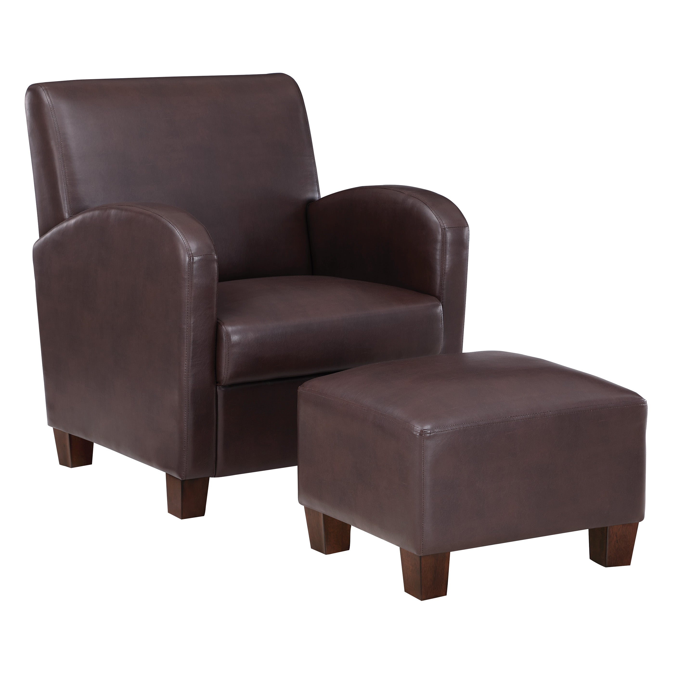 Aiden Chair & Ottoman Faux Leather - Cocoa