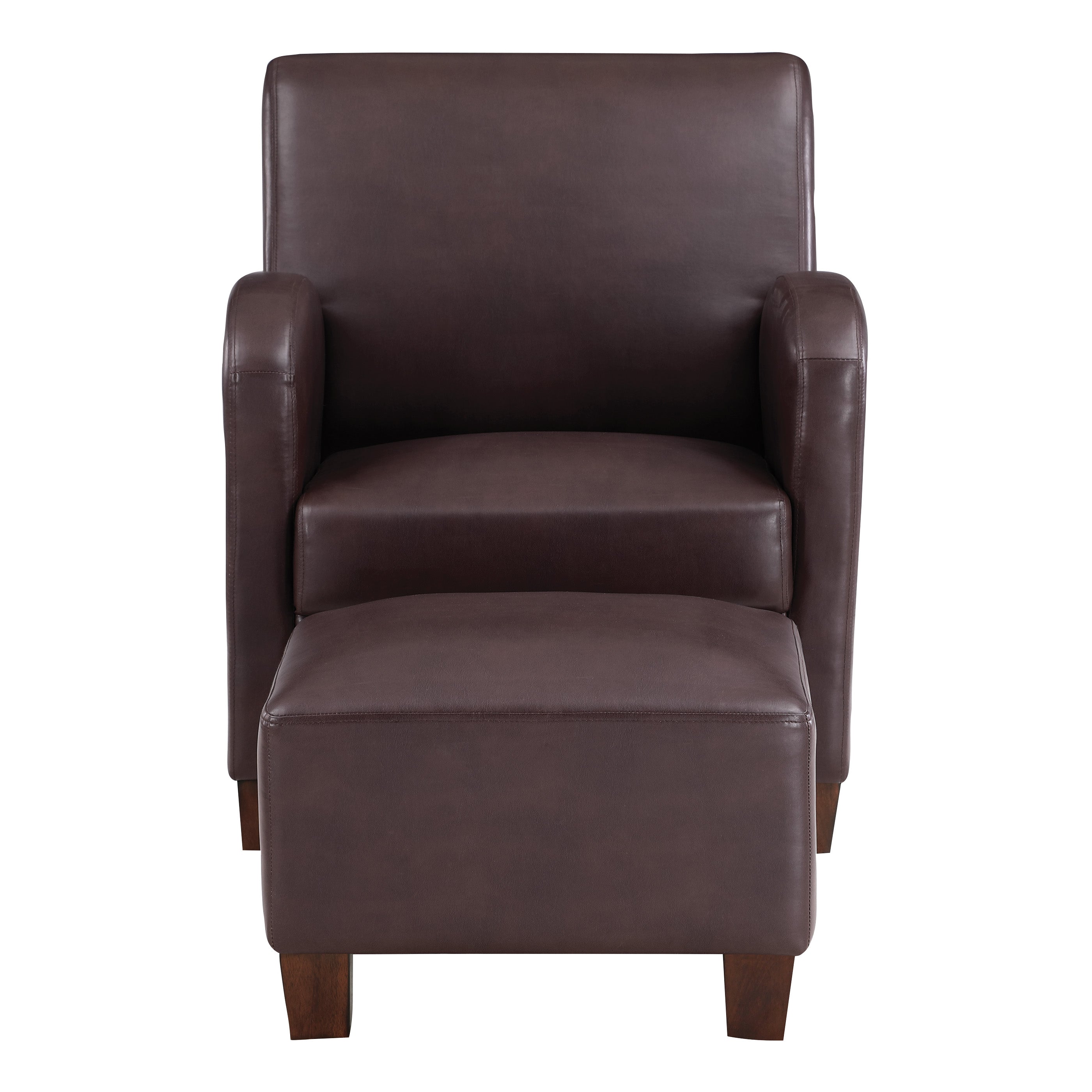 Aiden Chair & Ottoman Faux Leather - Cocoa