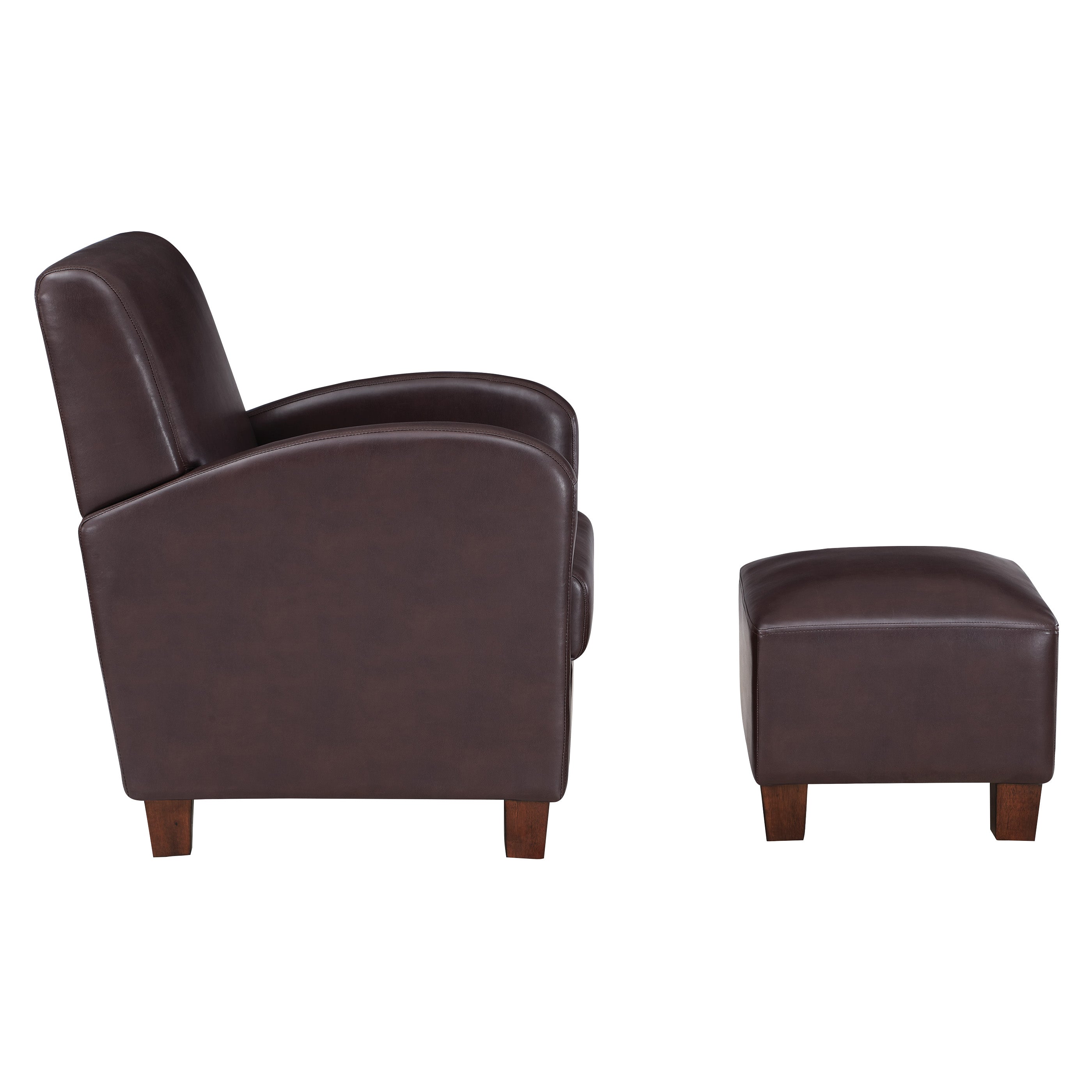 Aiden Chair & Ottoman Faux Leather - Cocoa