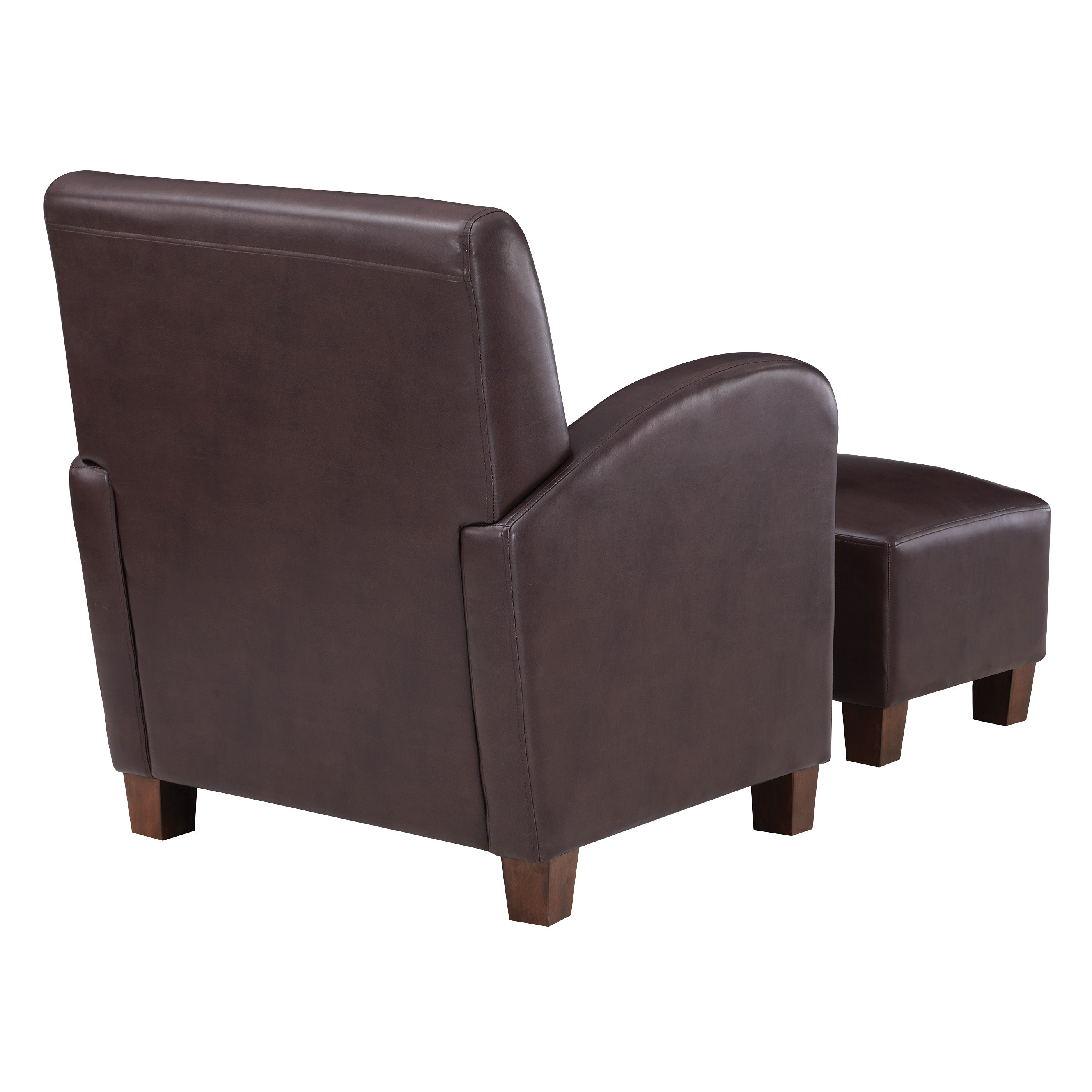 Aiden Chair & Ottoman Faux Leather - Cocoa
