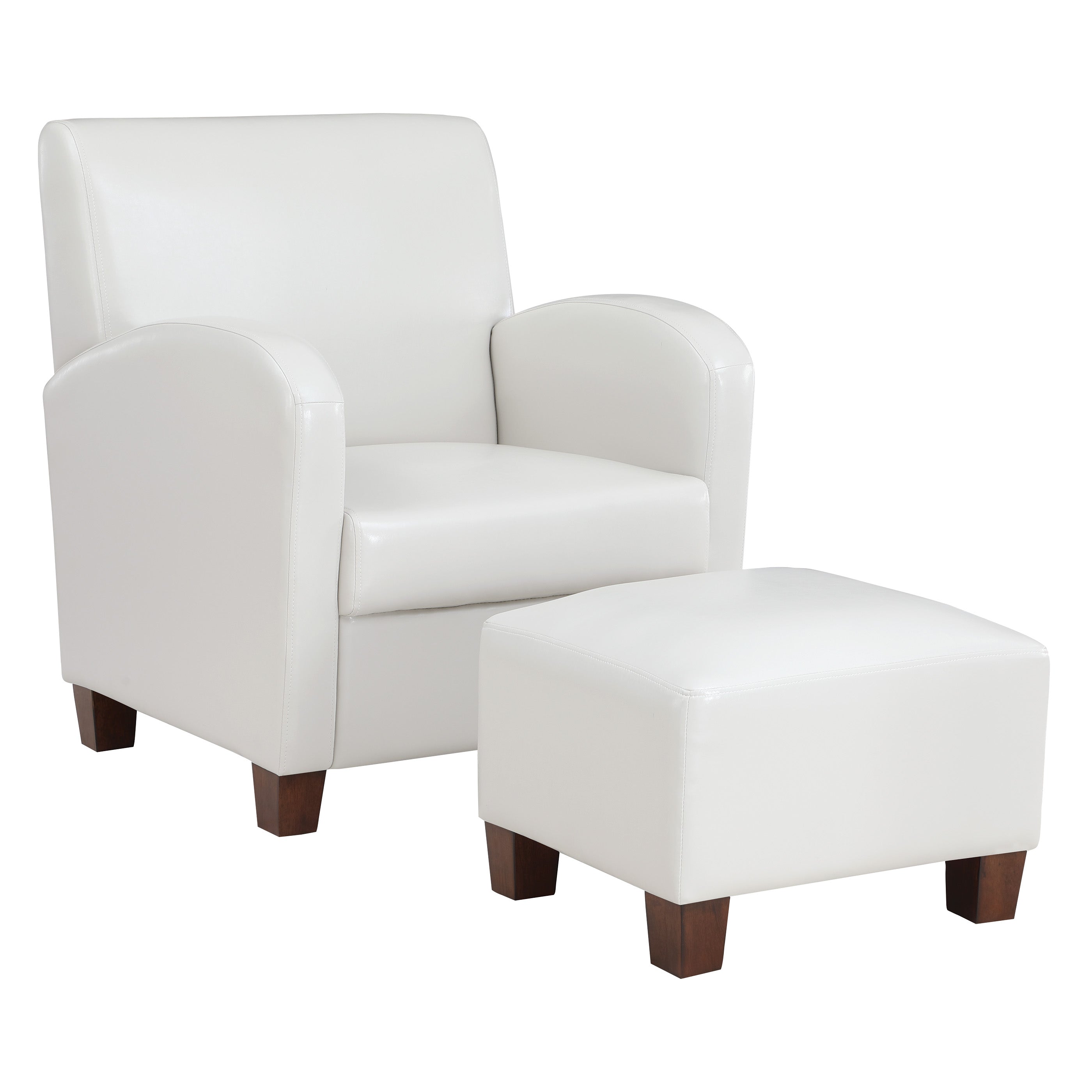 Aiden Chair & Ottoman Faux Leather - Cream