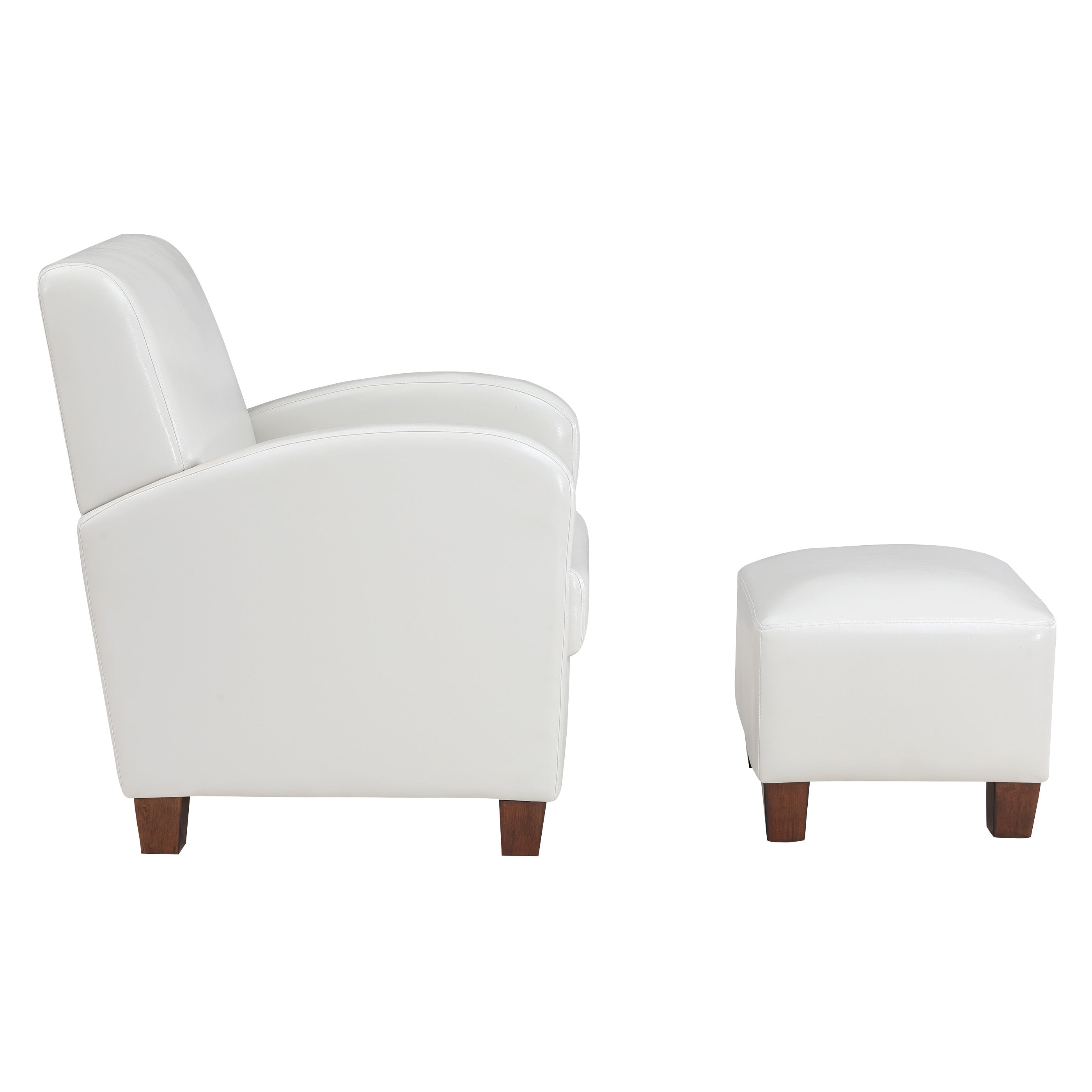 Aiden Chair & Ottoman Faux Leather - Cream