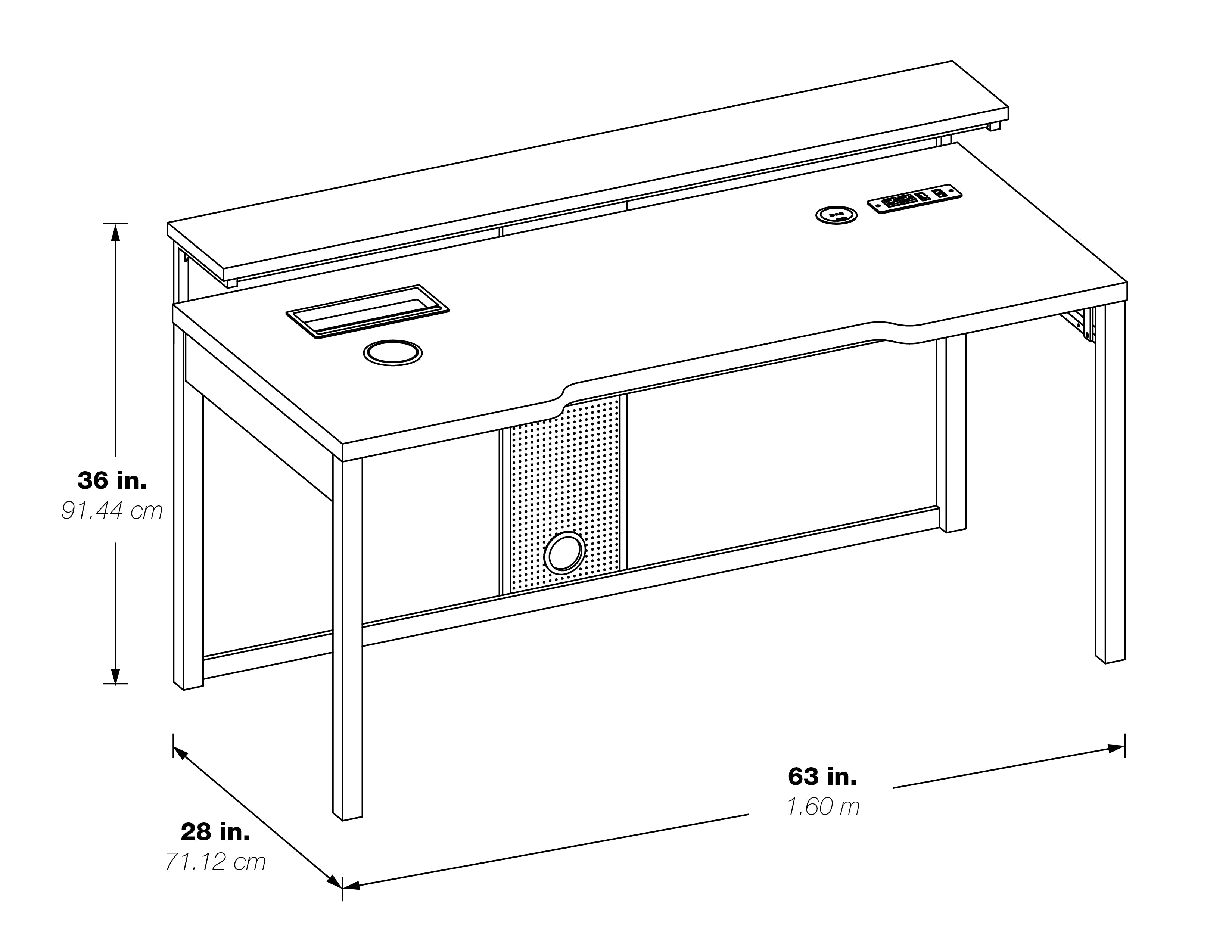 Adaptor 63" Gaming Desk - Black