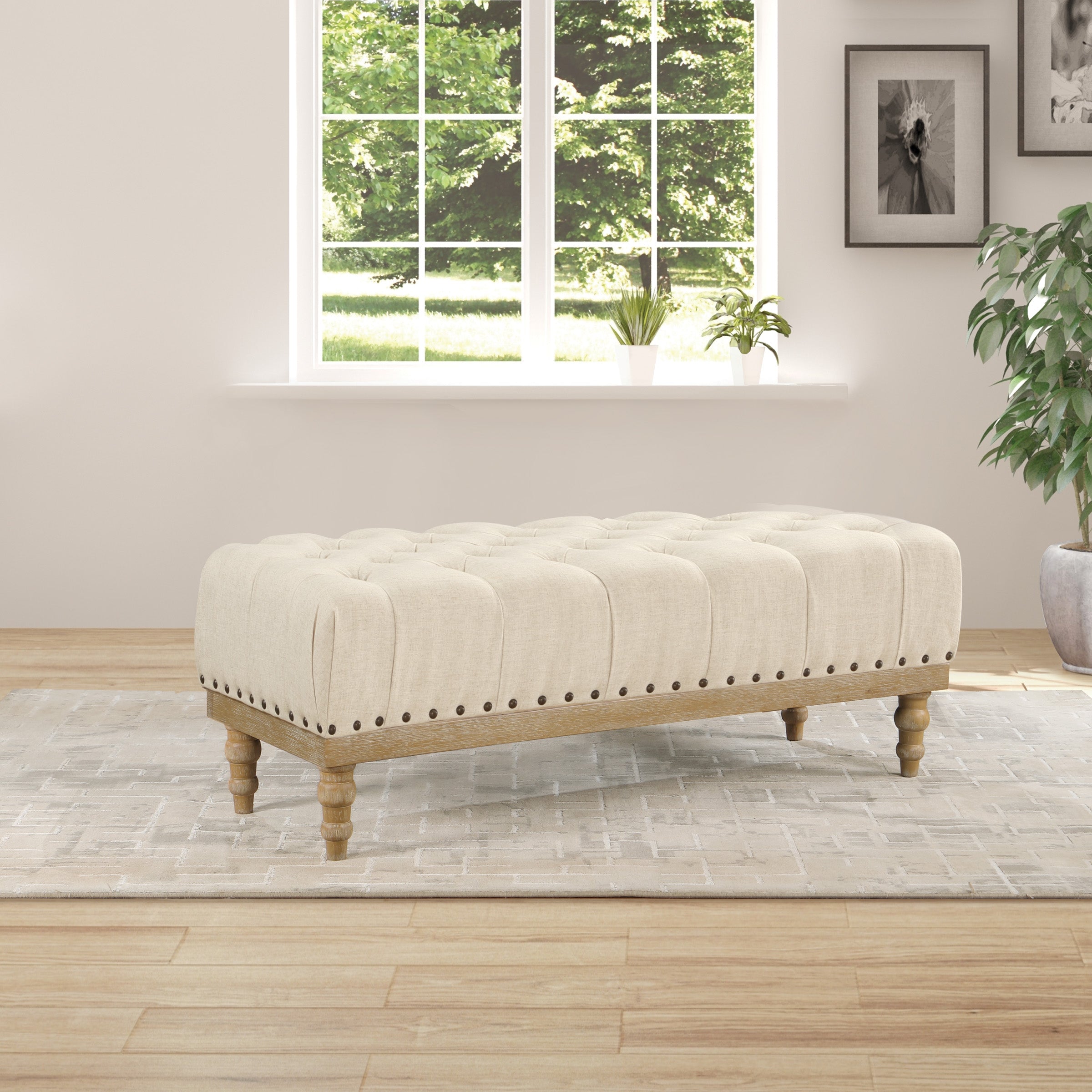 Abigail Bench - Linen/ Brushed
