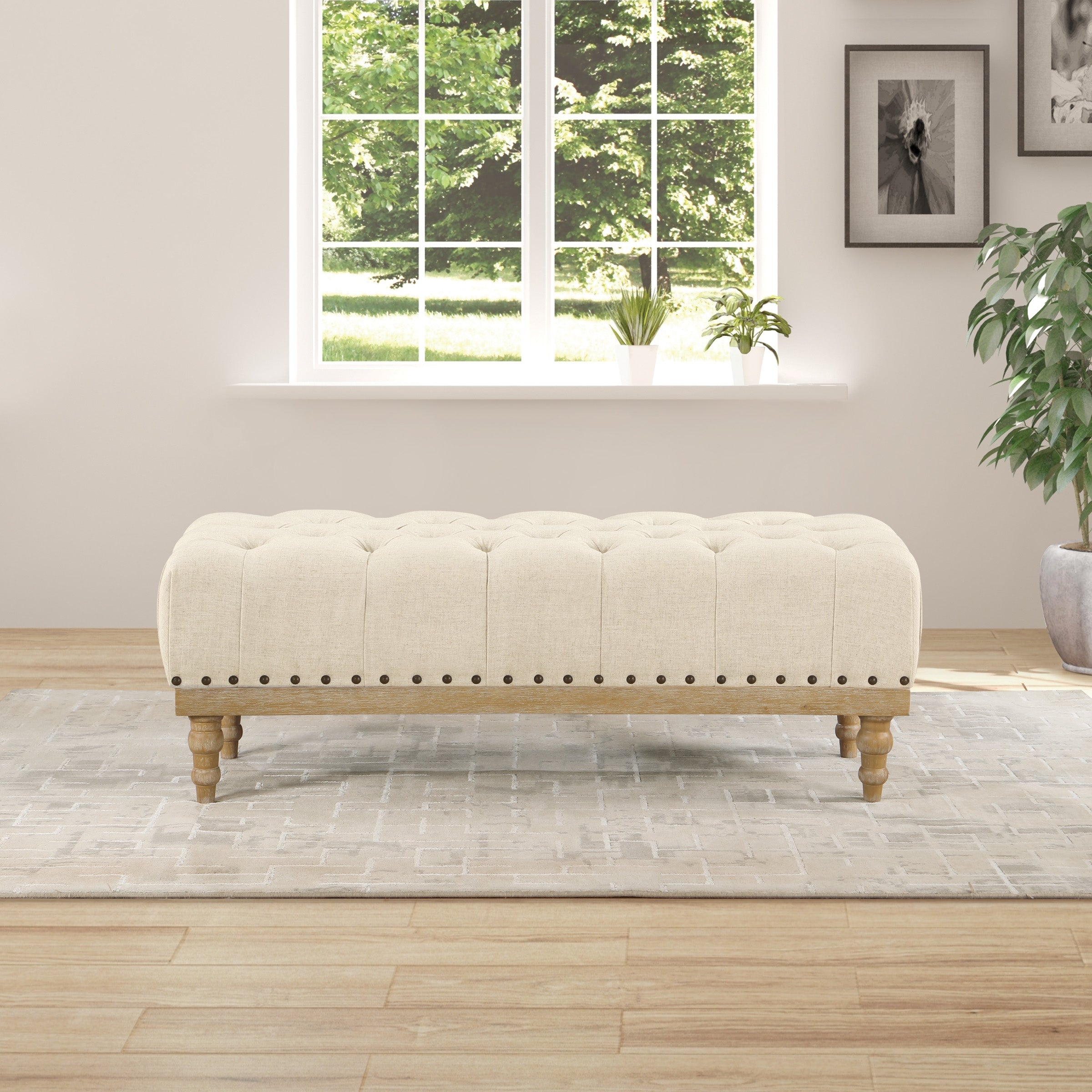 Abigail Bench - Linen/ Brushed
