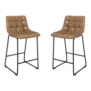 Alcott 26" Counter Stool in Taupe Faux leather and Black Base 2-Pack