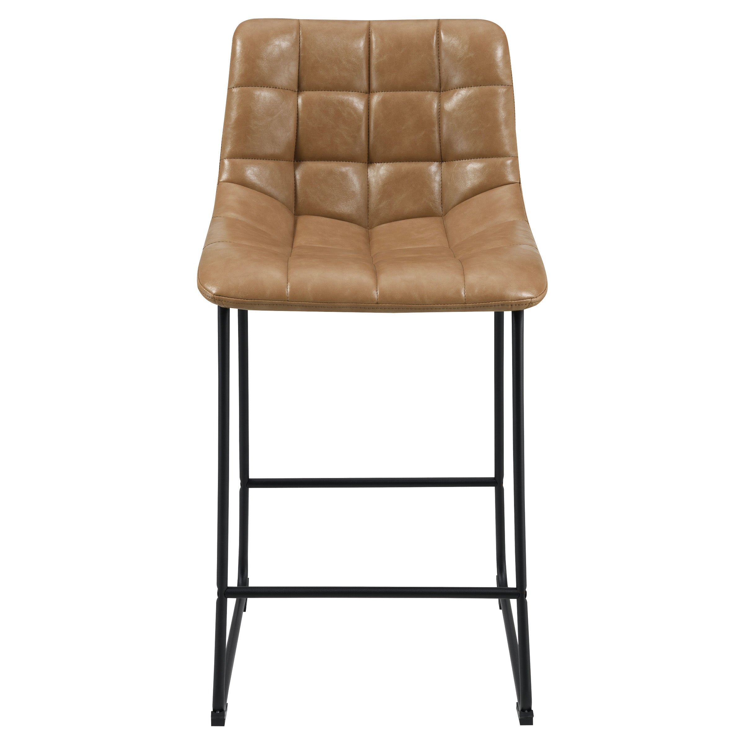 Alcott 26" Counter Stool in Taupe Faux leather and Black Base 2-Pack