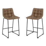 Alcott 26" Counter Stool in Saddle Faux leather and Black Base 2-Pack