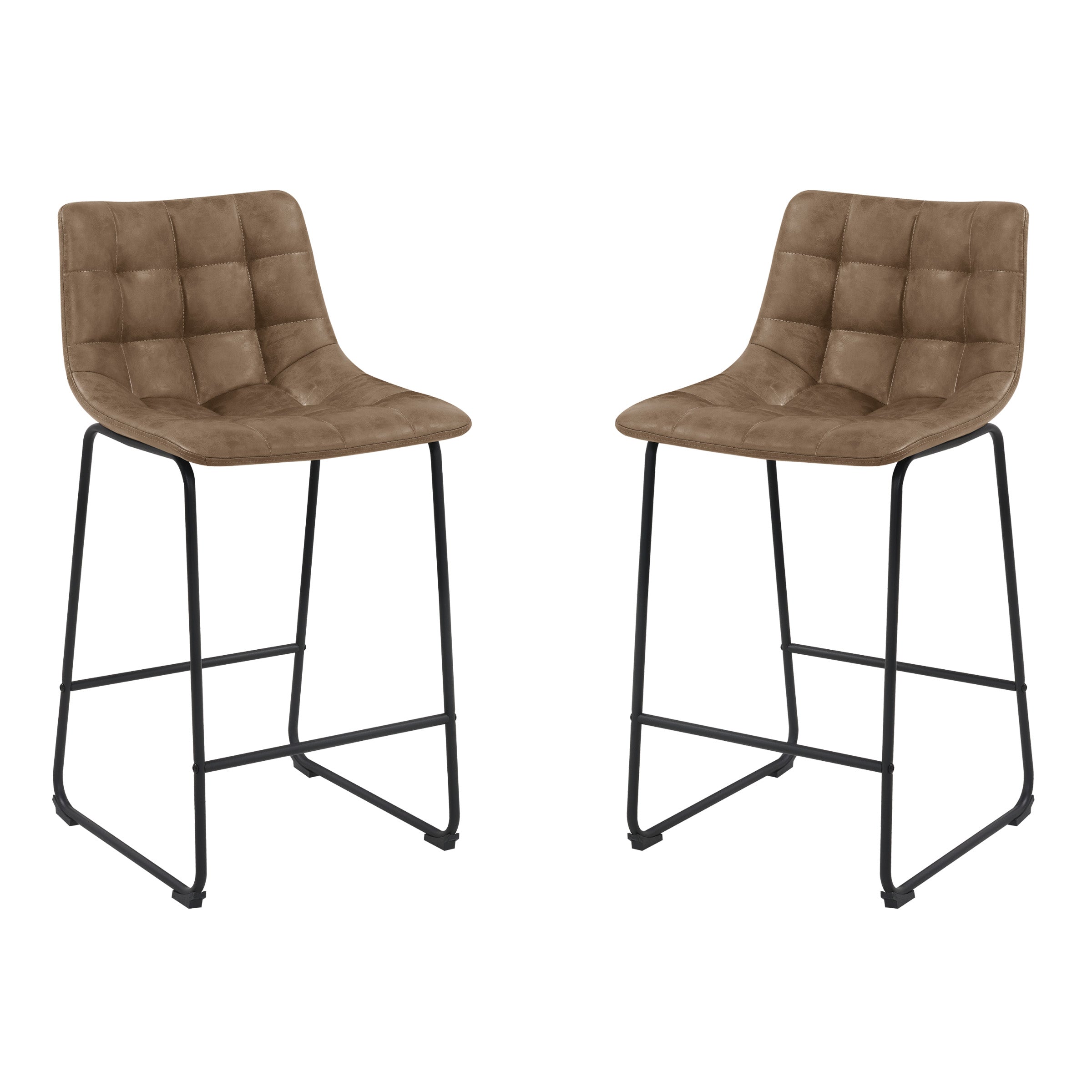 Alcott 26" Counter Stool in Saddle Faux leather and Black Base 2-Pack
