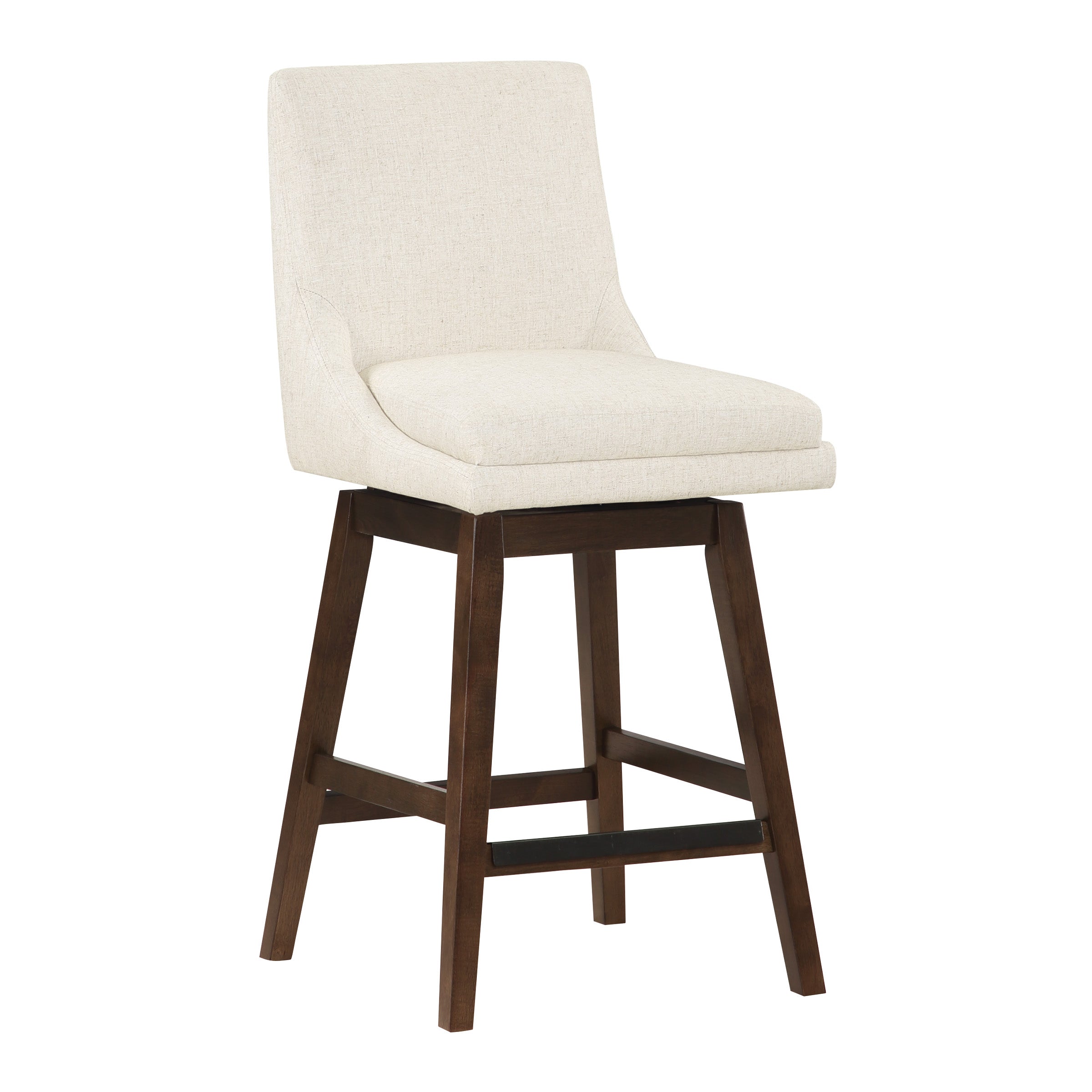 Allingham 26" Swivel Stool - Linen / Dk Walnut