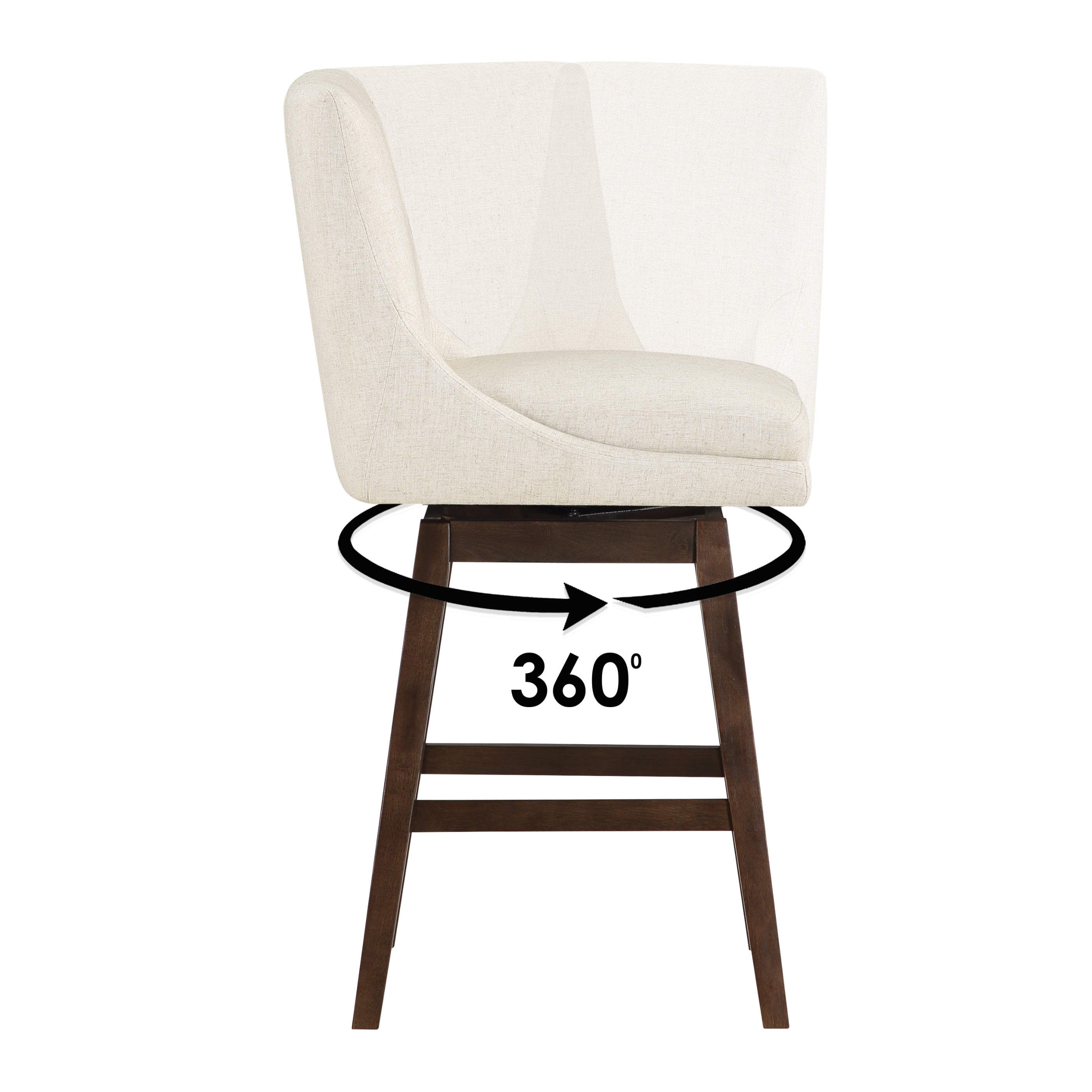 Allingham 26" Swivel Stool - Linen / Dk Walnut