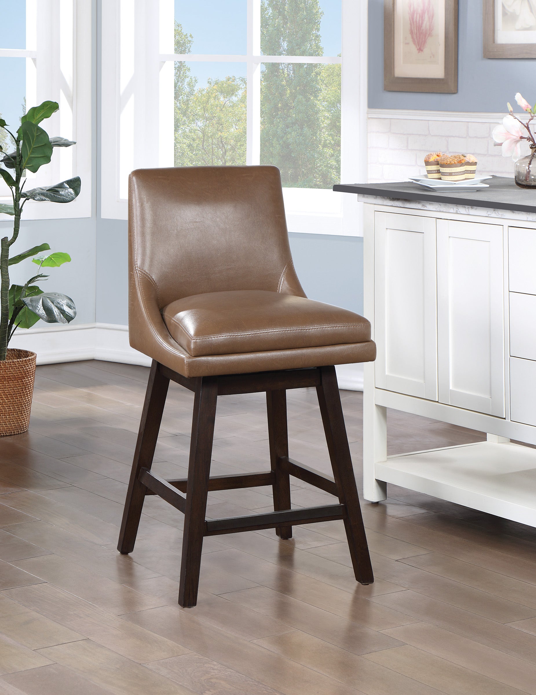Allingham 26" Swivel Stool - Molasses / Dk Walnut