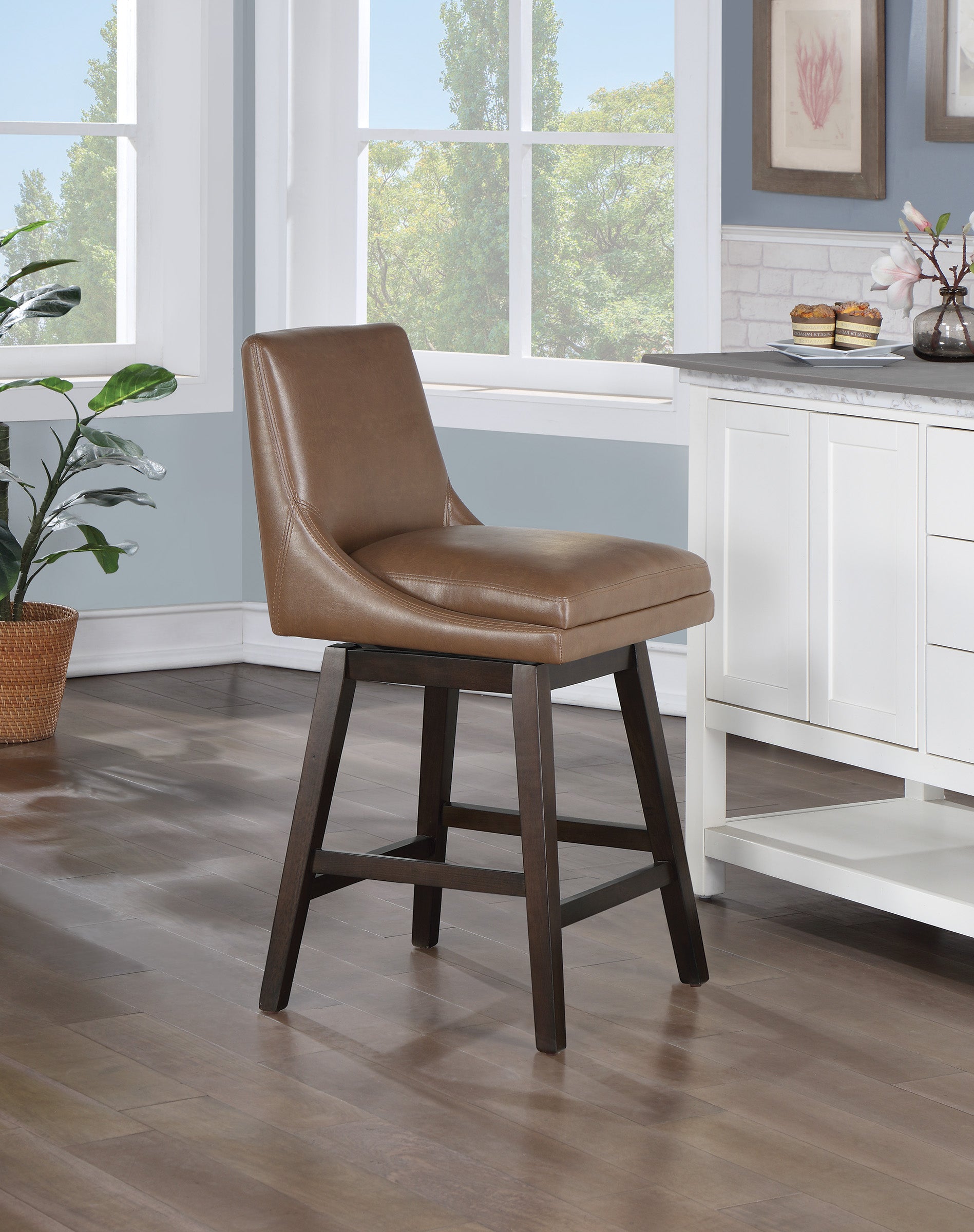 Allingham 26" Swivel Stool - Molasses / Dk Walnut