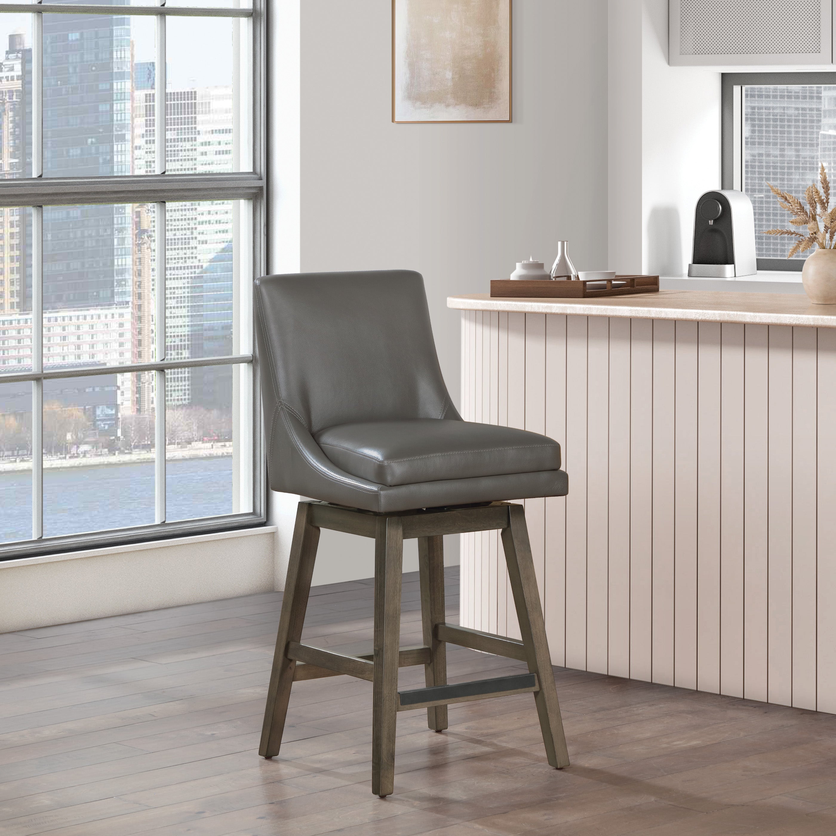 Allingham 27" Swivel Stool - Pewter / Grey