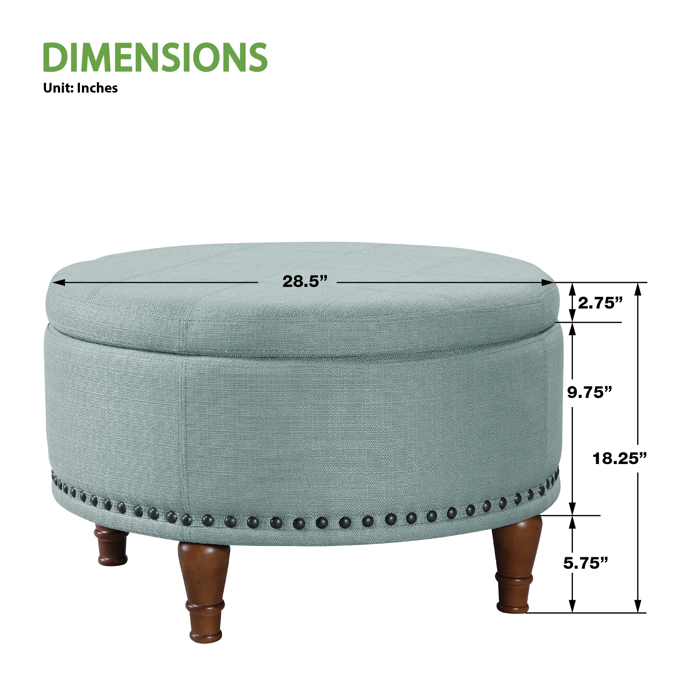 Alloway Storage Ottoman - Sea Blue