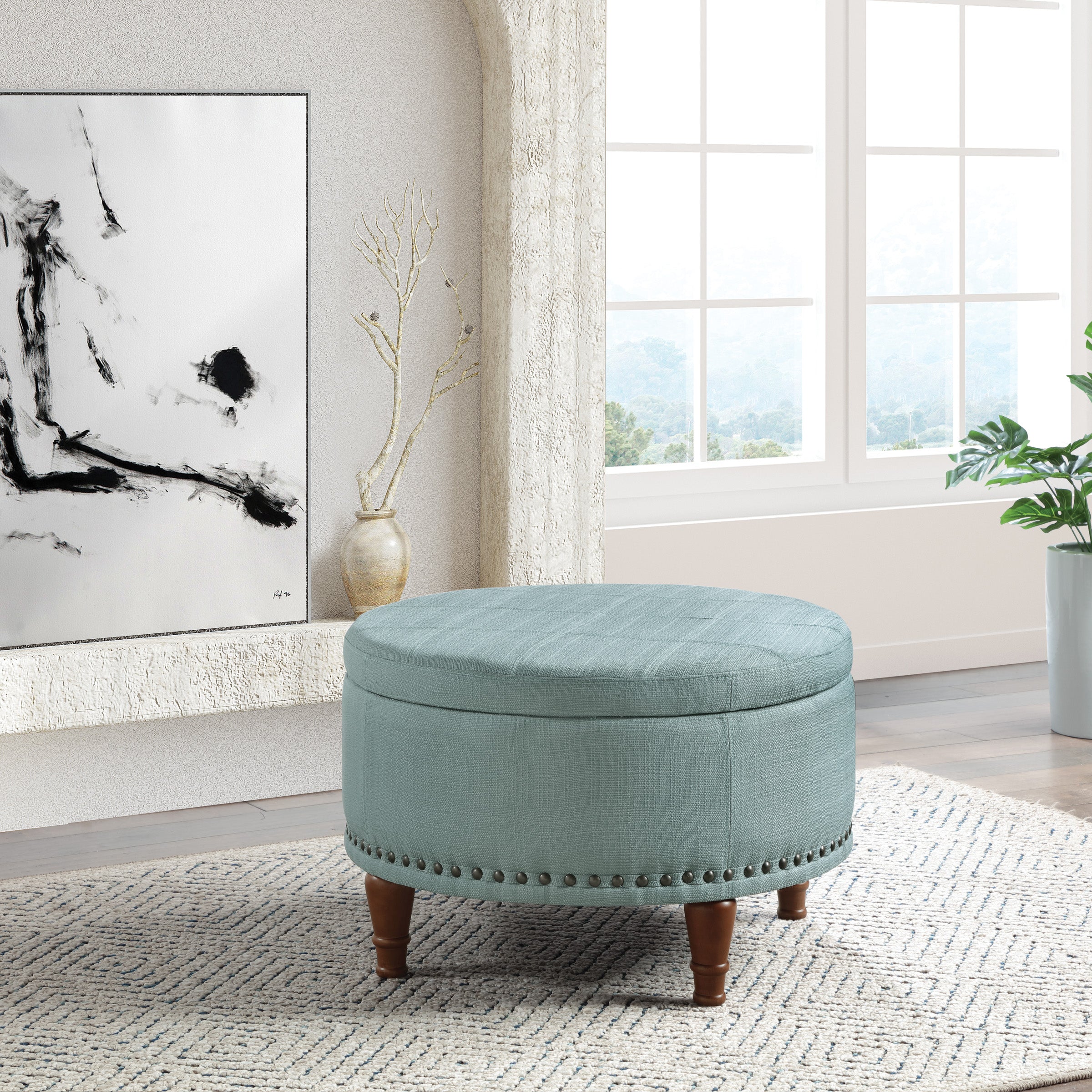 Alloway Storage Ottoman - Sea Blue