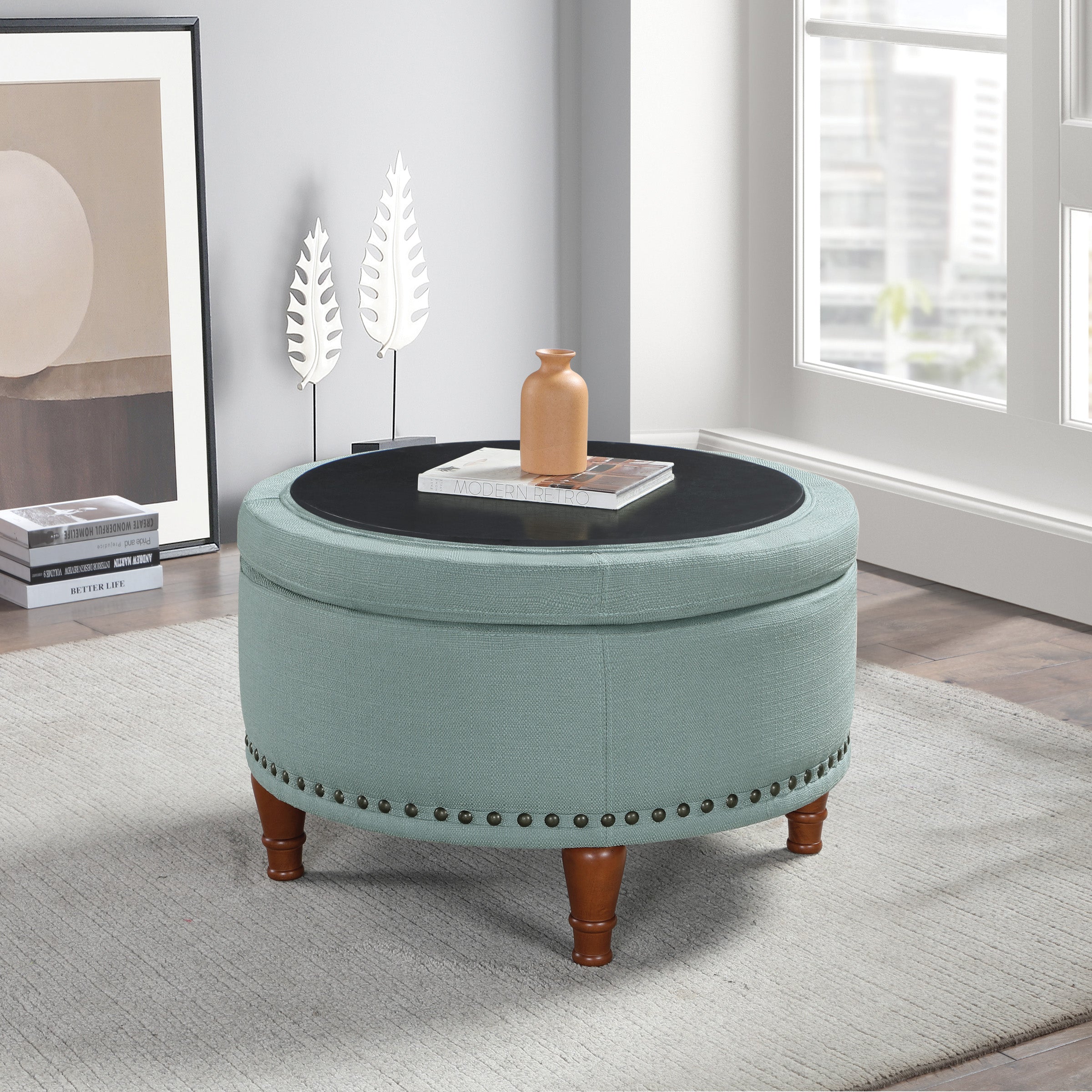 Alloway Storage Ottoman - Sea Blue