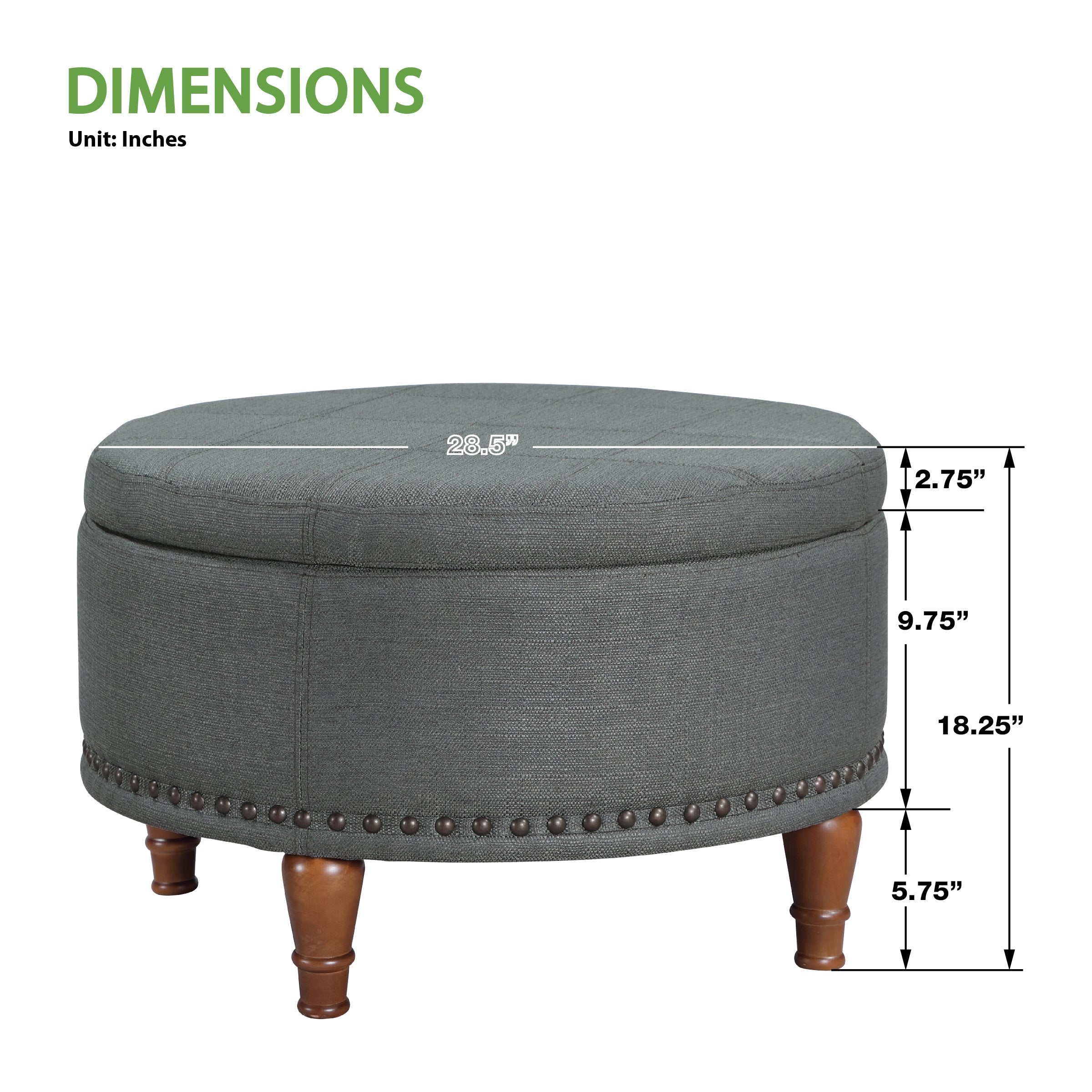 Alloway Storage Ottoman - Charcoal