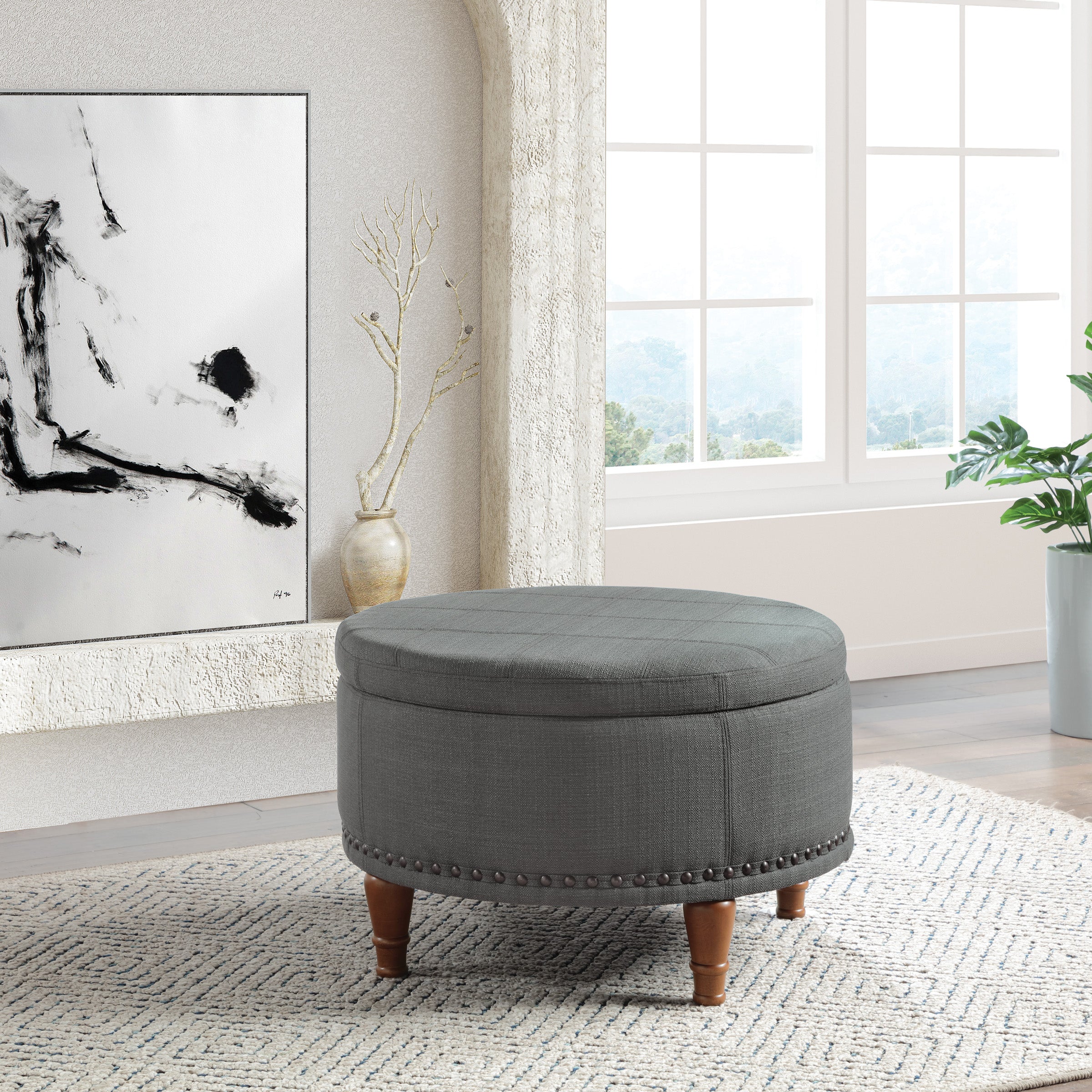 Alloway Storage Ottoman - Charcoal