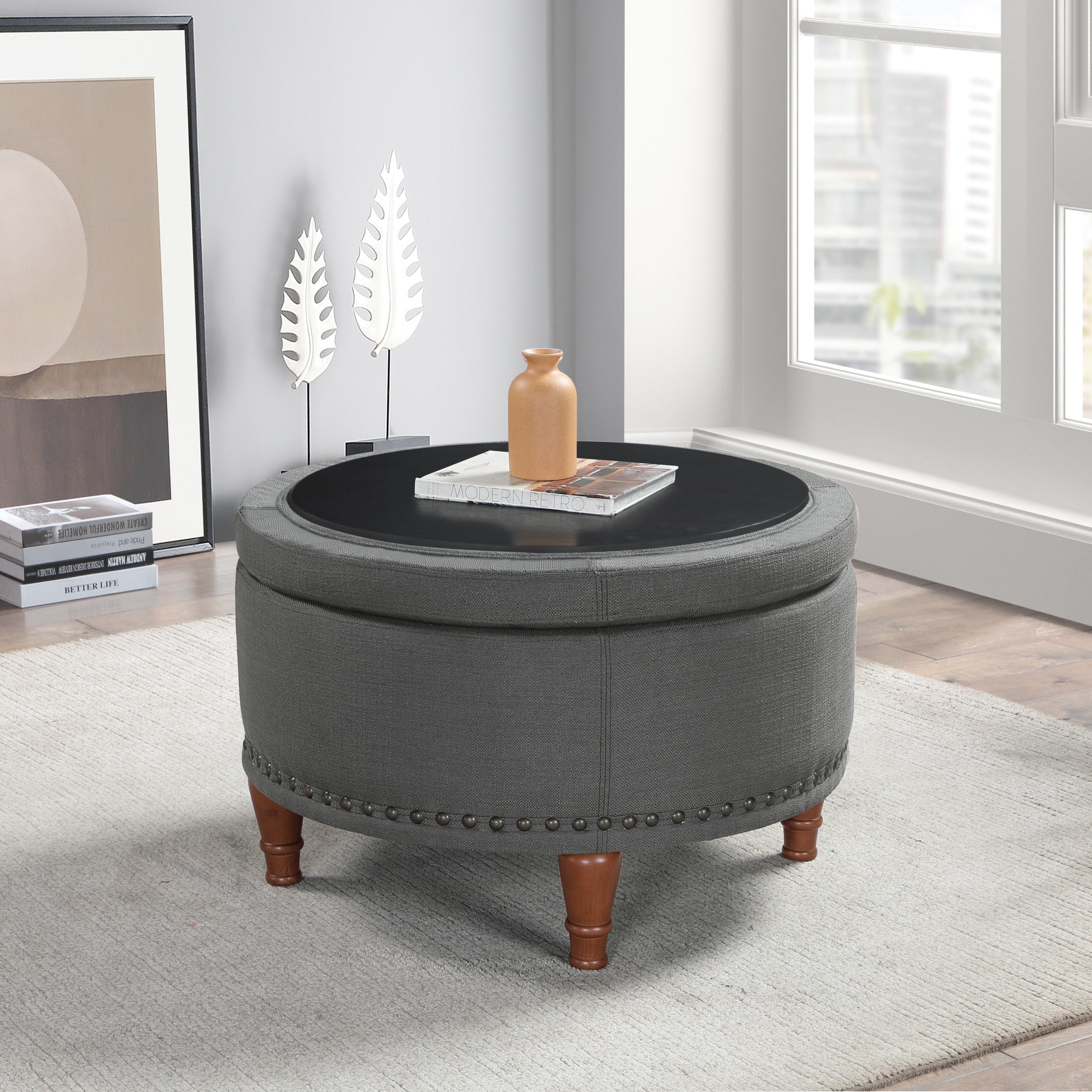 Alloway Storage Ottoman - Charcoal