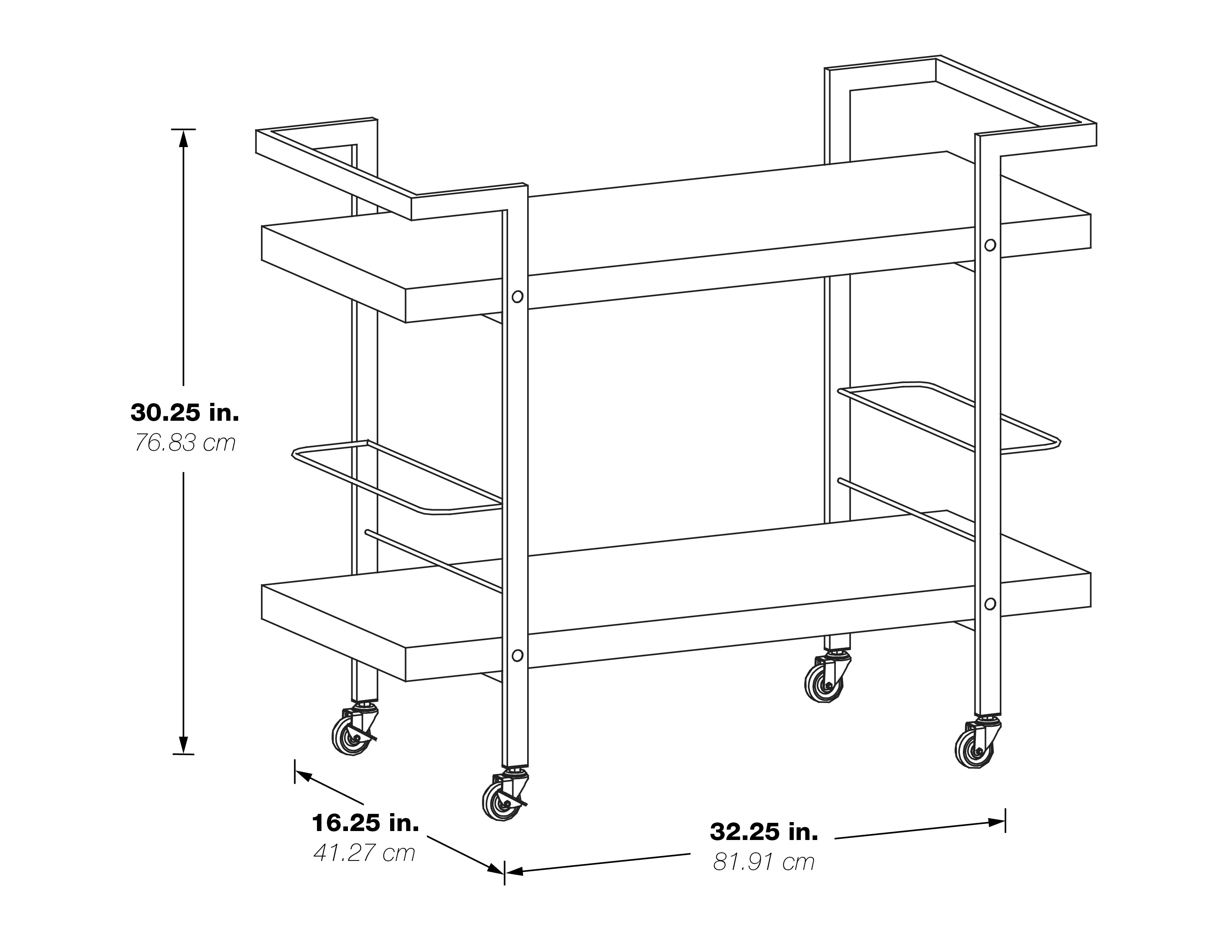 Alios Serving Cart - Black/Gold