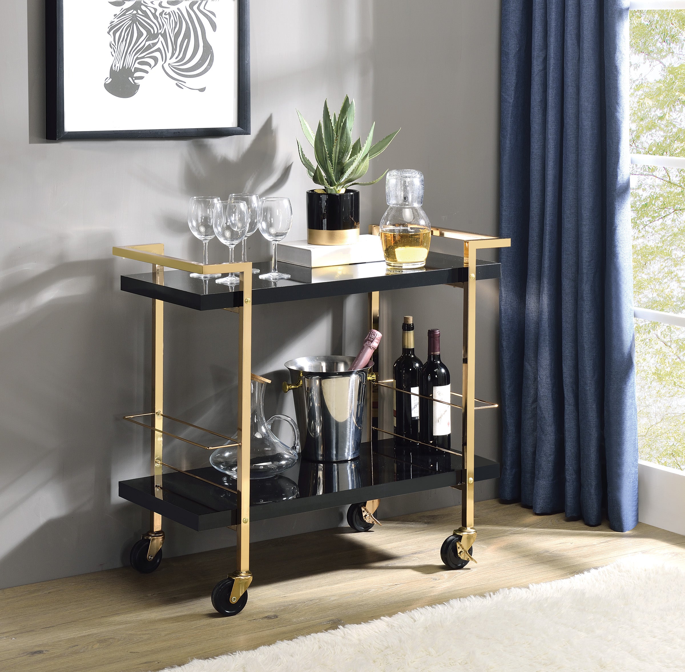 Alios Serving Cart - Black/Gold