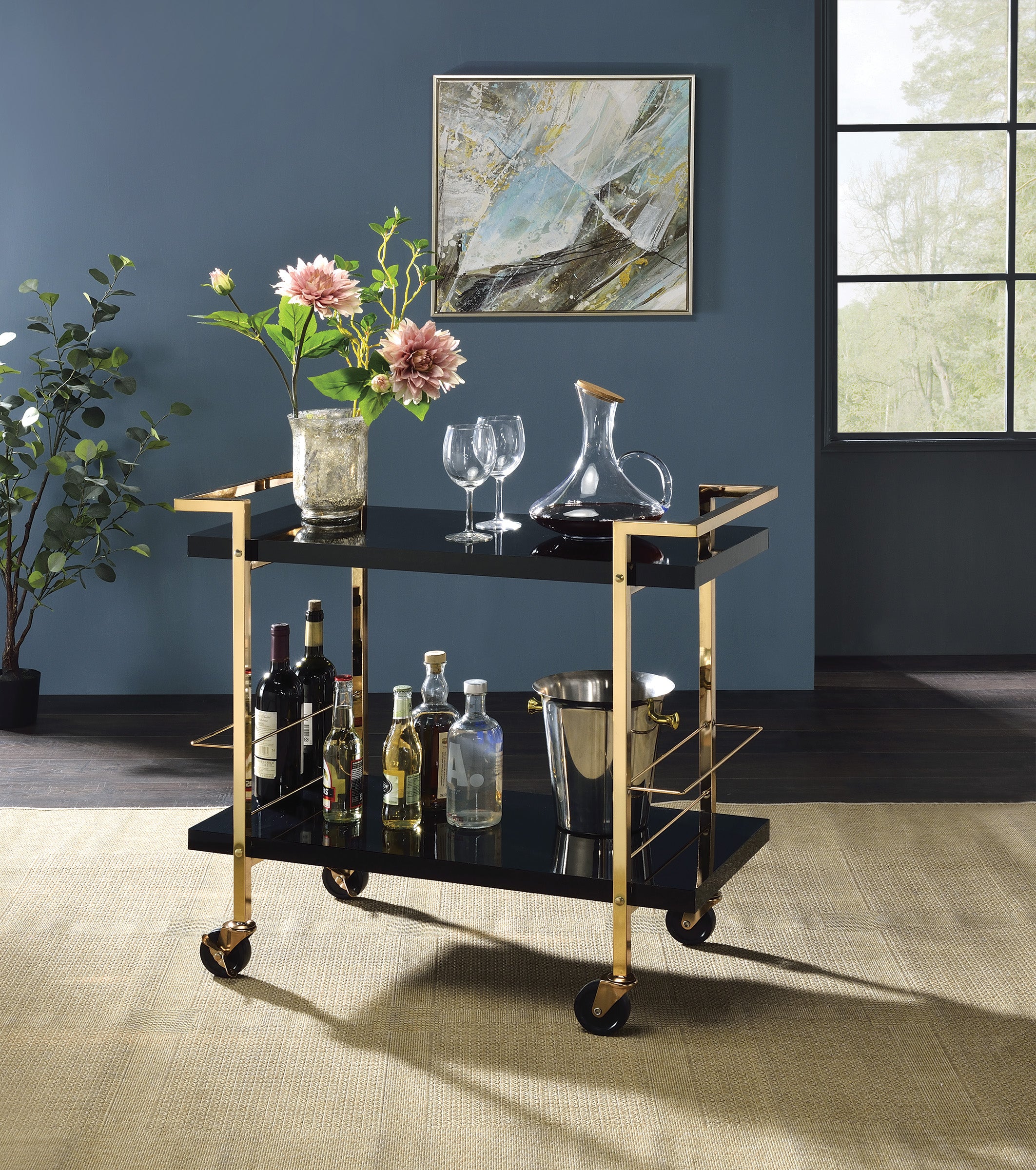 Alios Serving Cart - Black/Gold