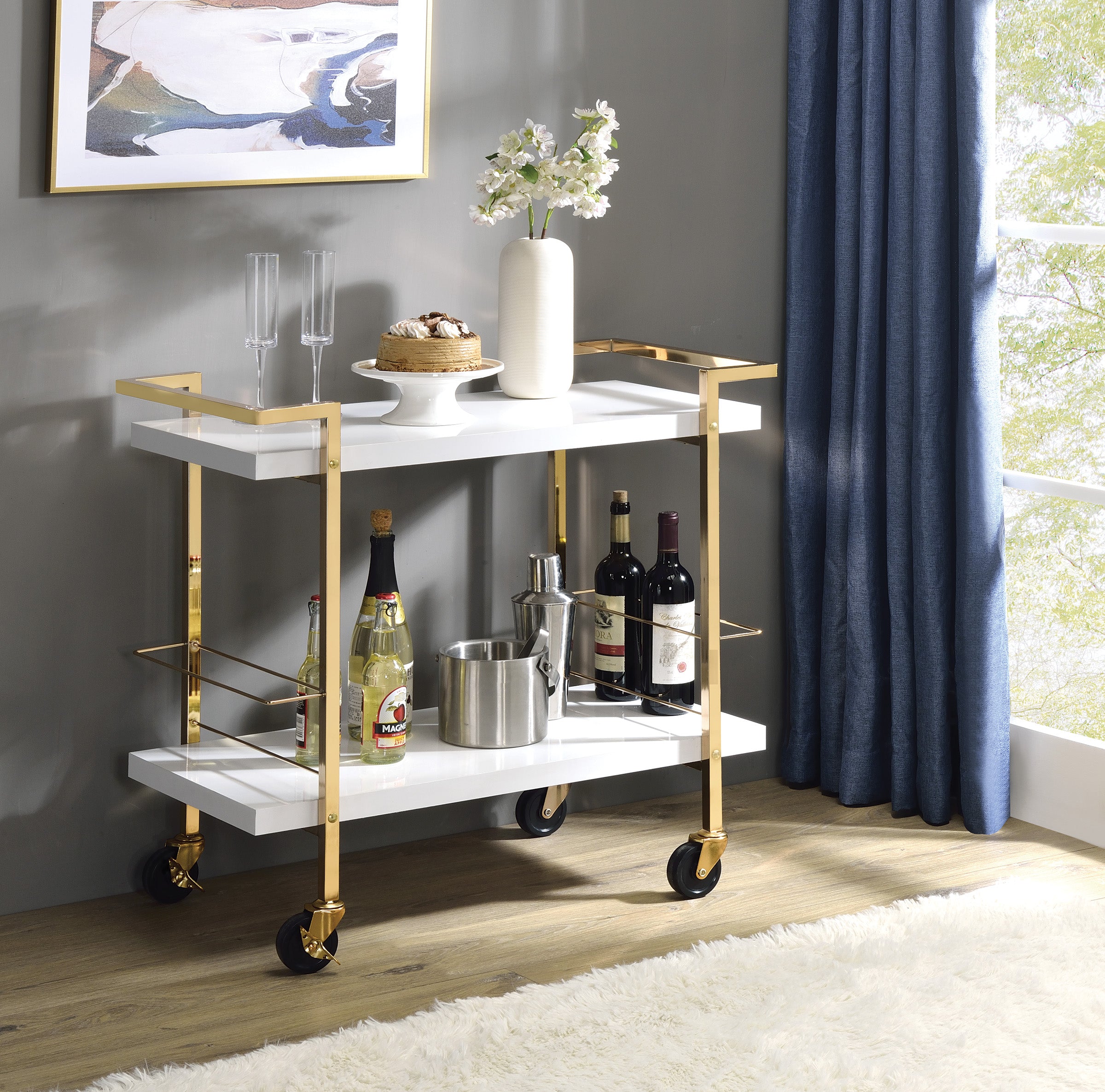 Alios Serving Cart - White/Gold