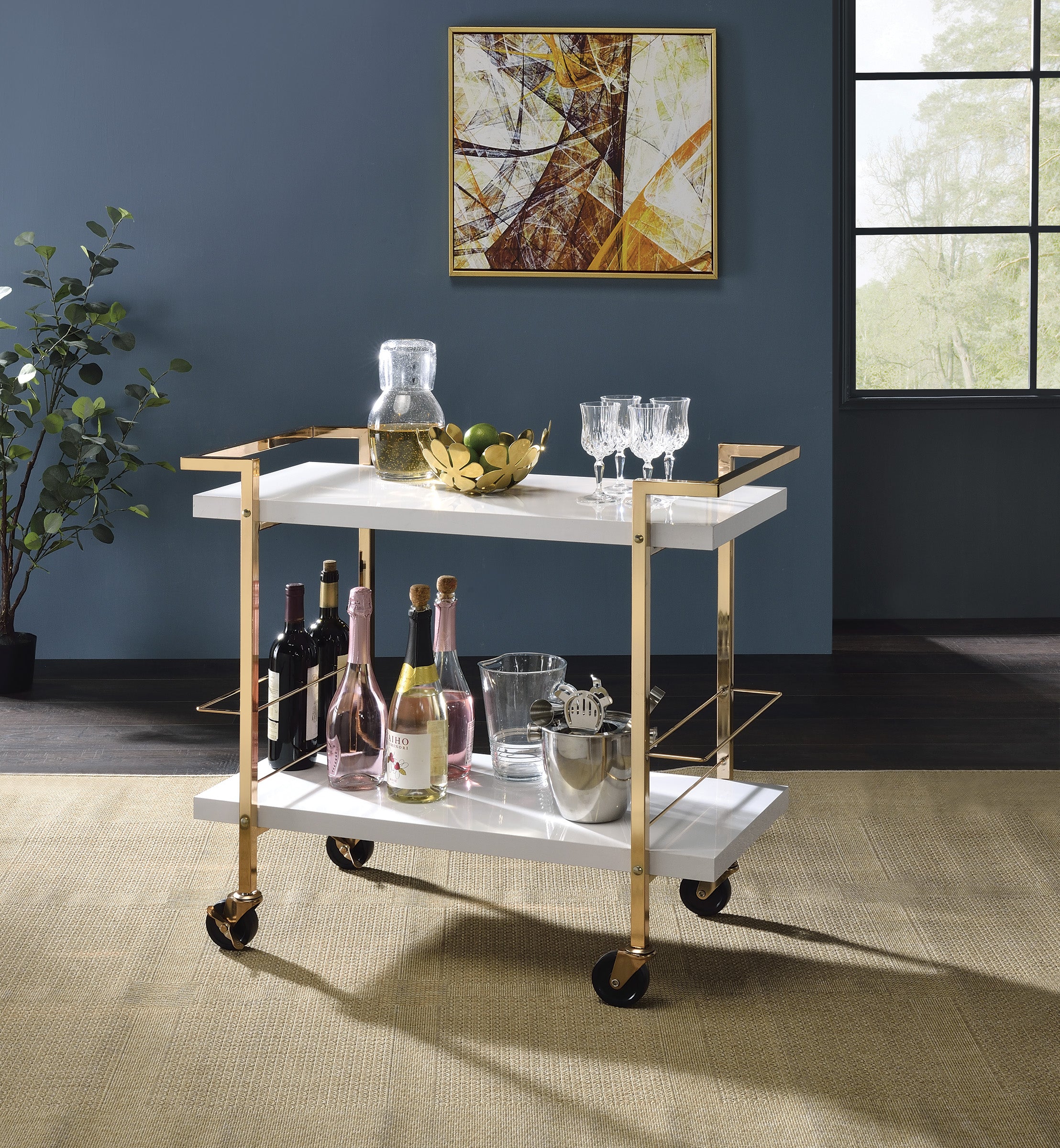 Alios Serving Cart - White/Gold