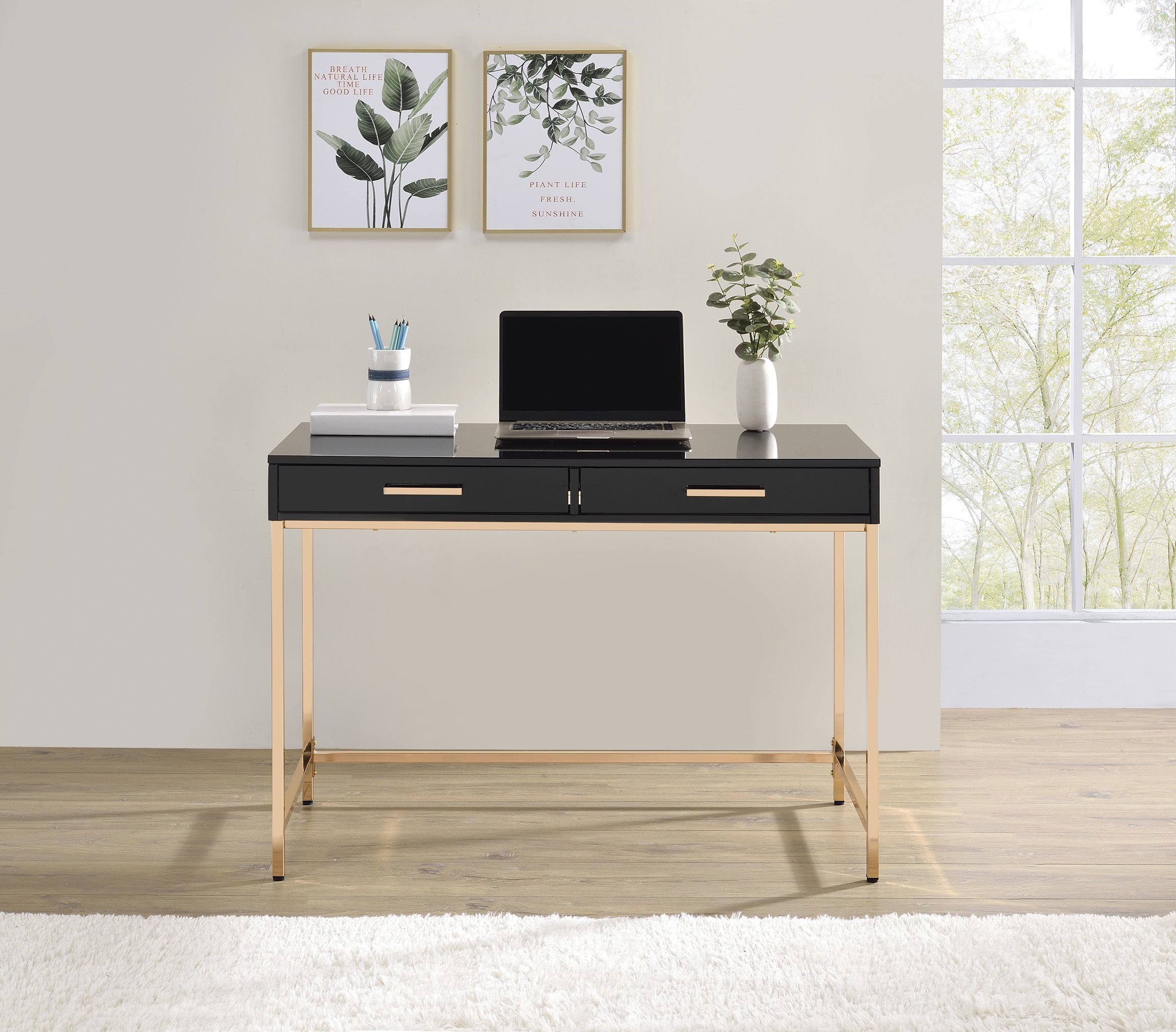 Alios Black Desk - Black/Gold