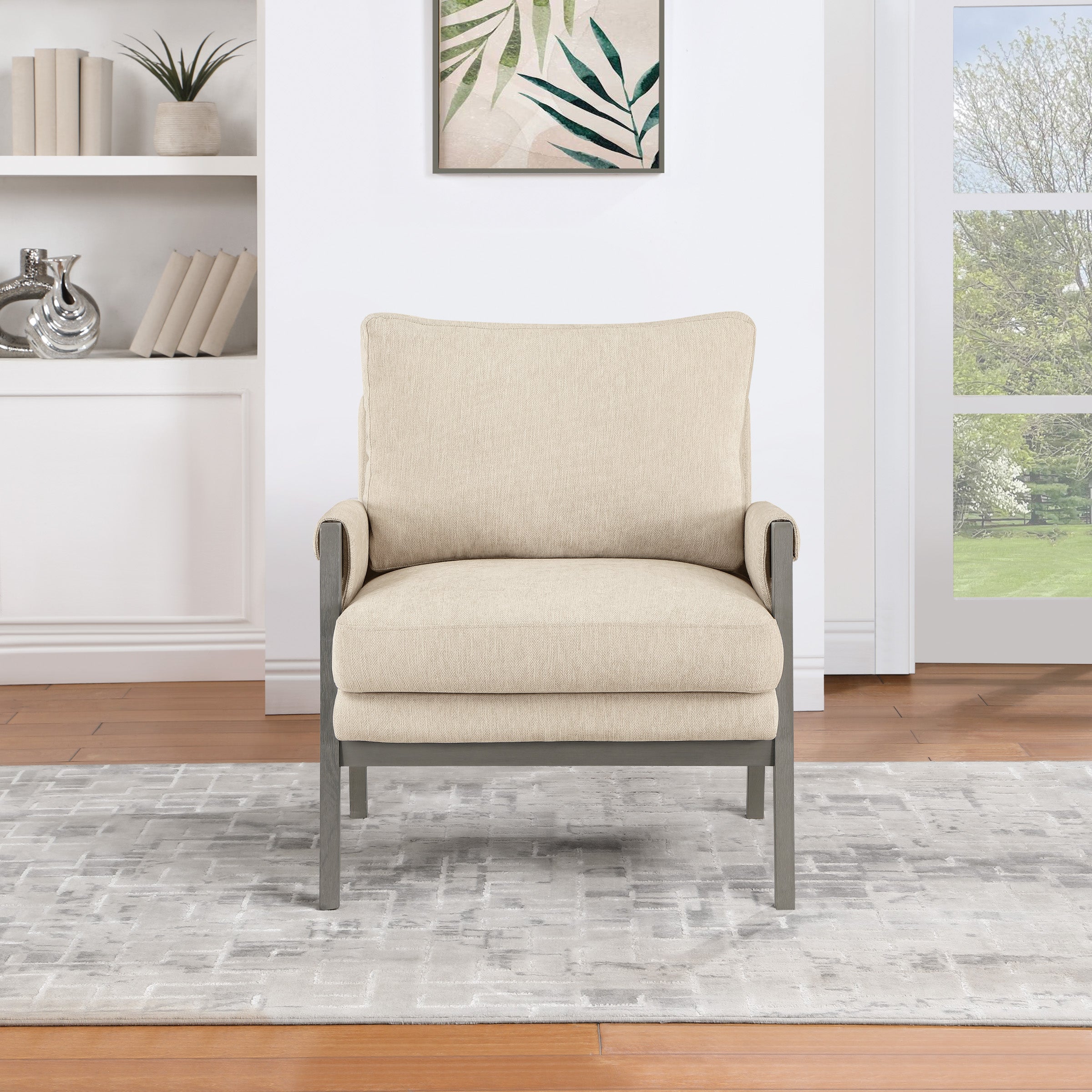 Amari Wood Frame Armchair - Linen