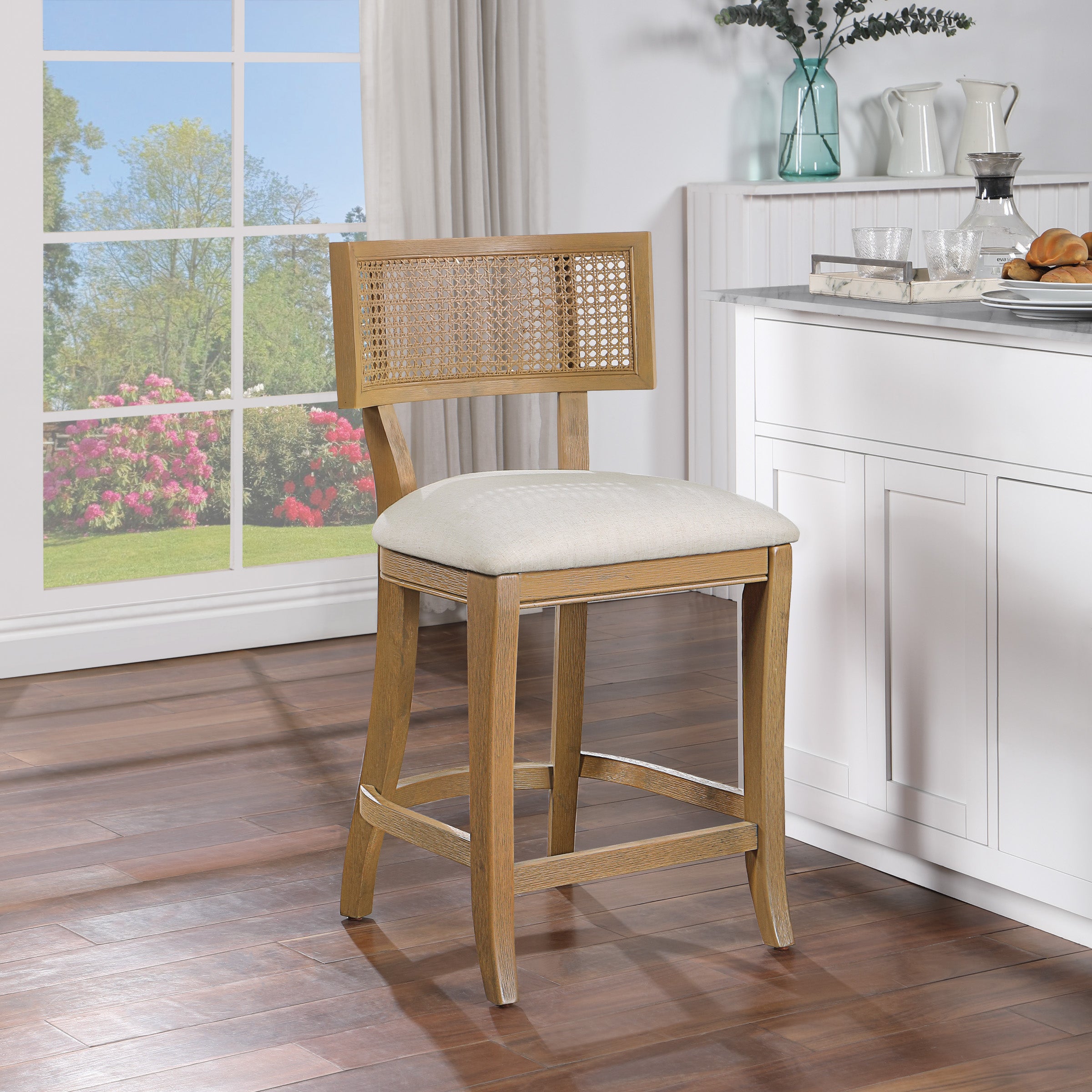 Alaina 26" Cane Back Counter Stool - Linen