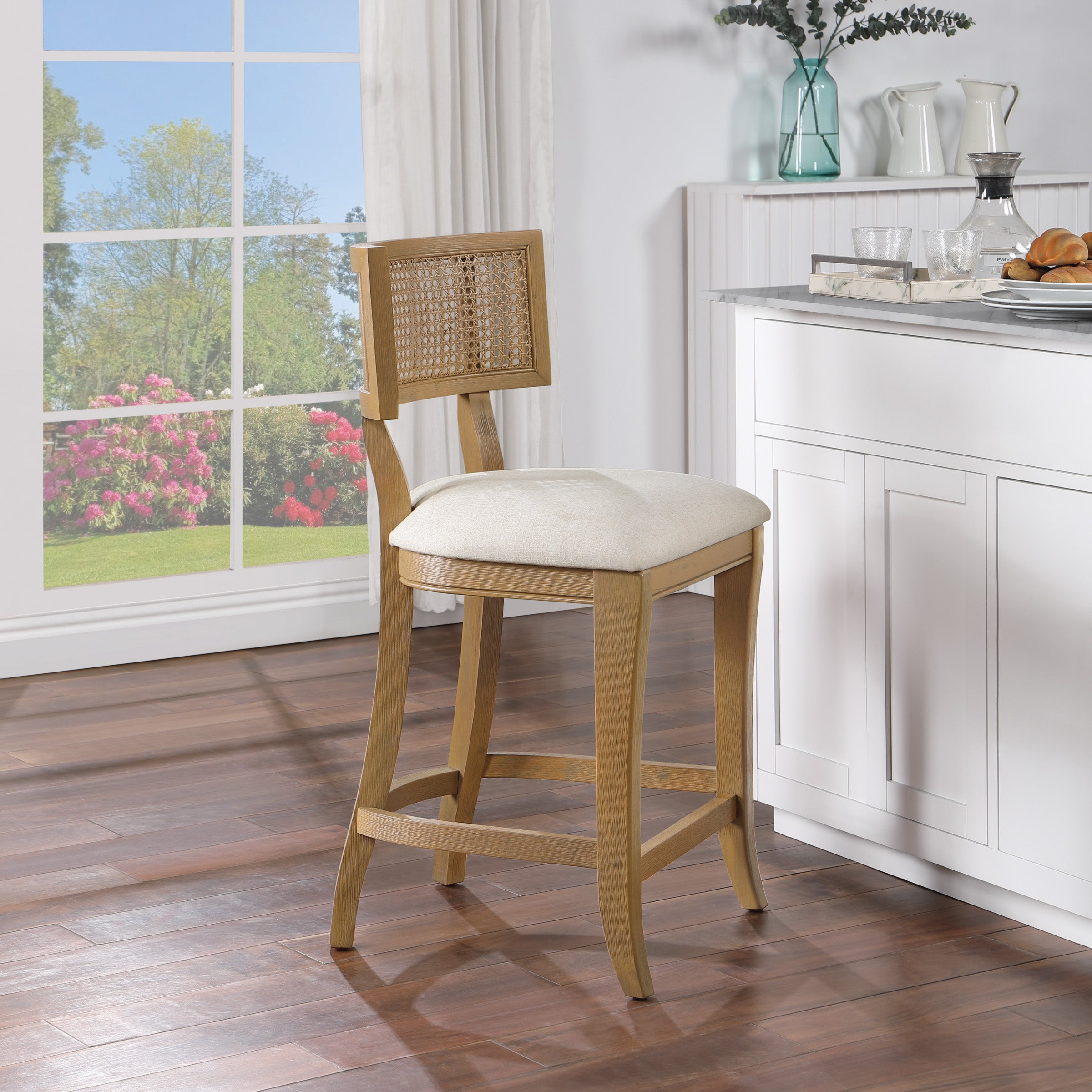 Alaina 26" Cane Back Counter Stool - Linen