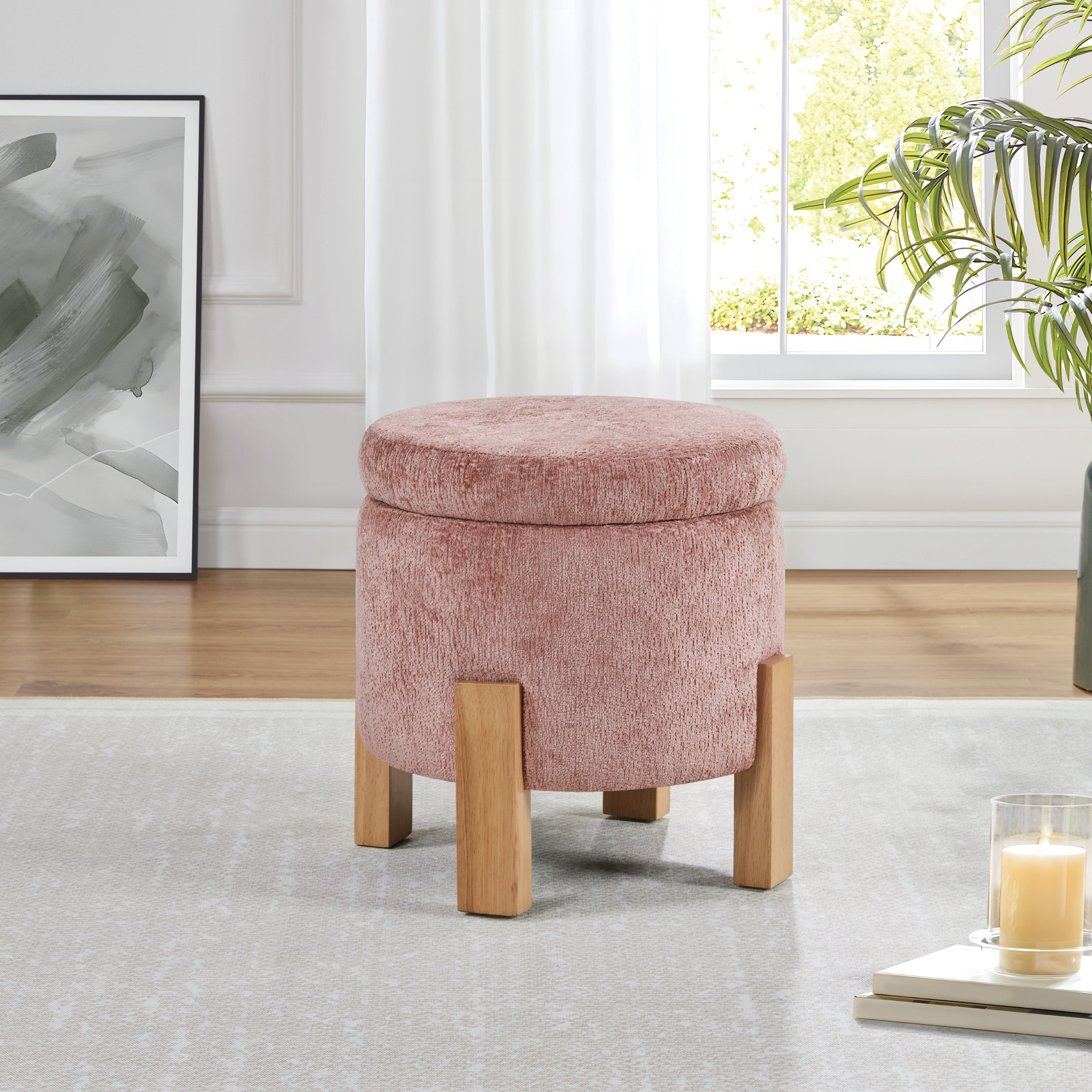 Annie Storage Ottoman - Rose