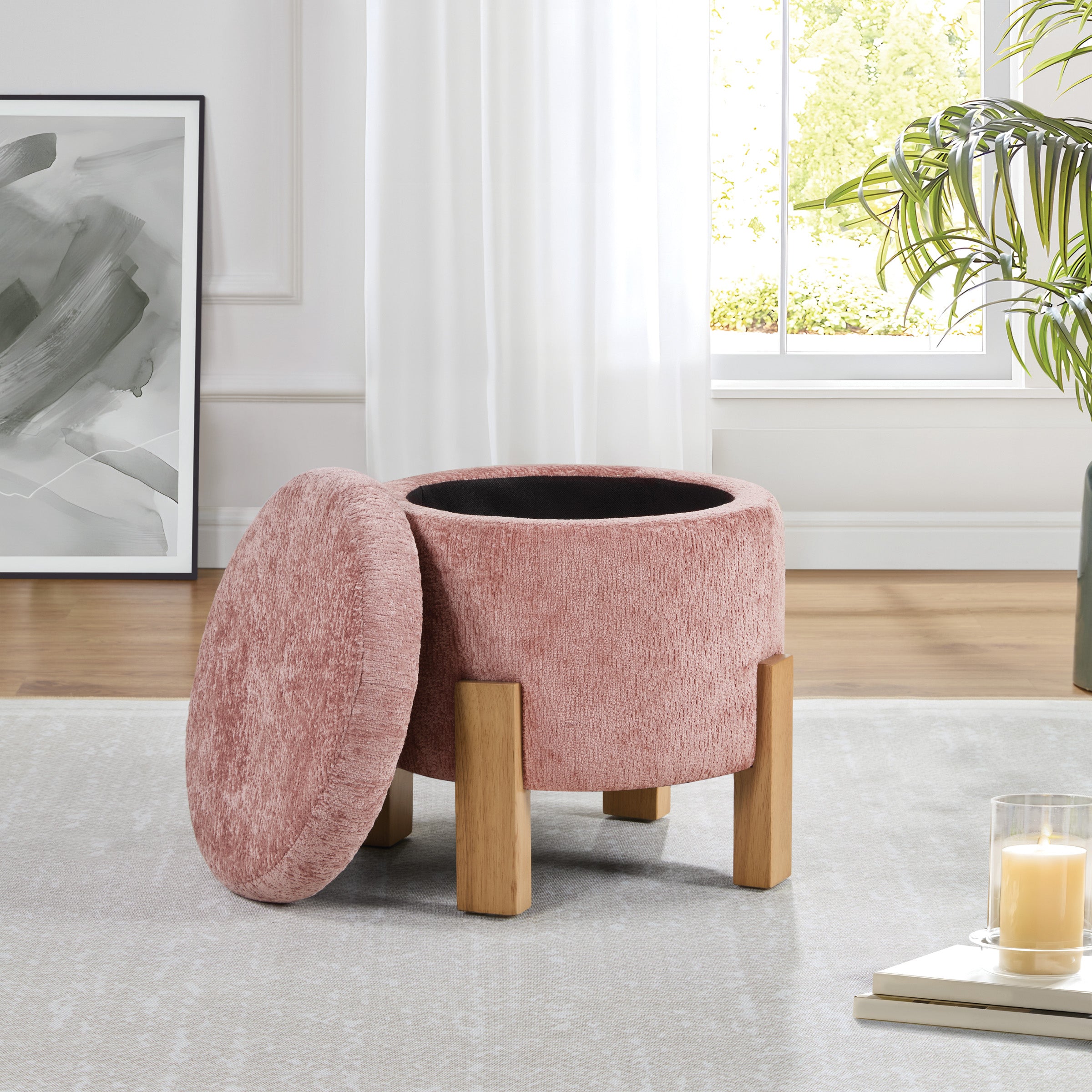 Annie Storage Ottoman - Rose