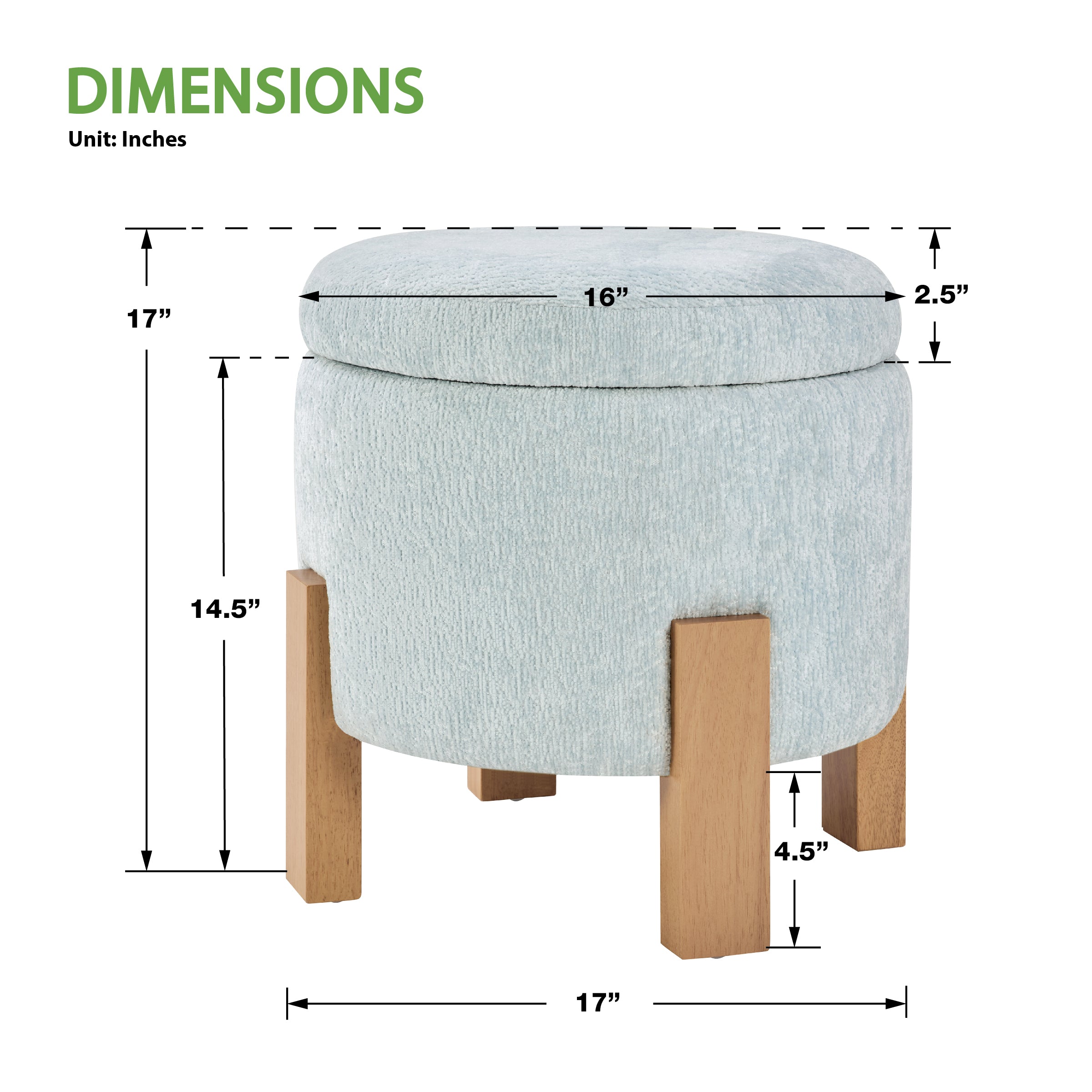 Annie Storage Ottoman - Sky