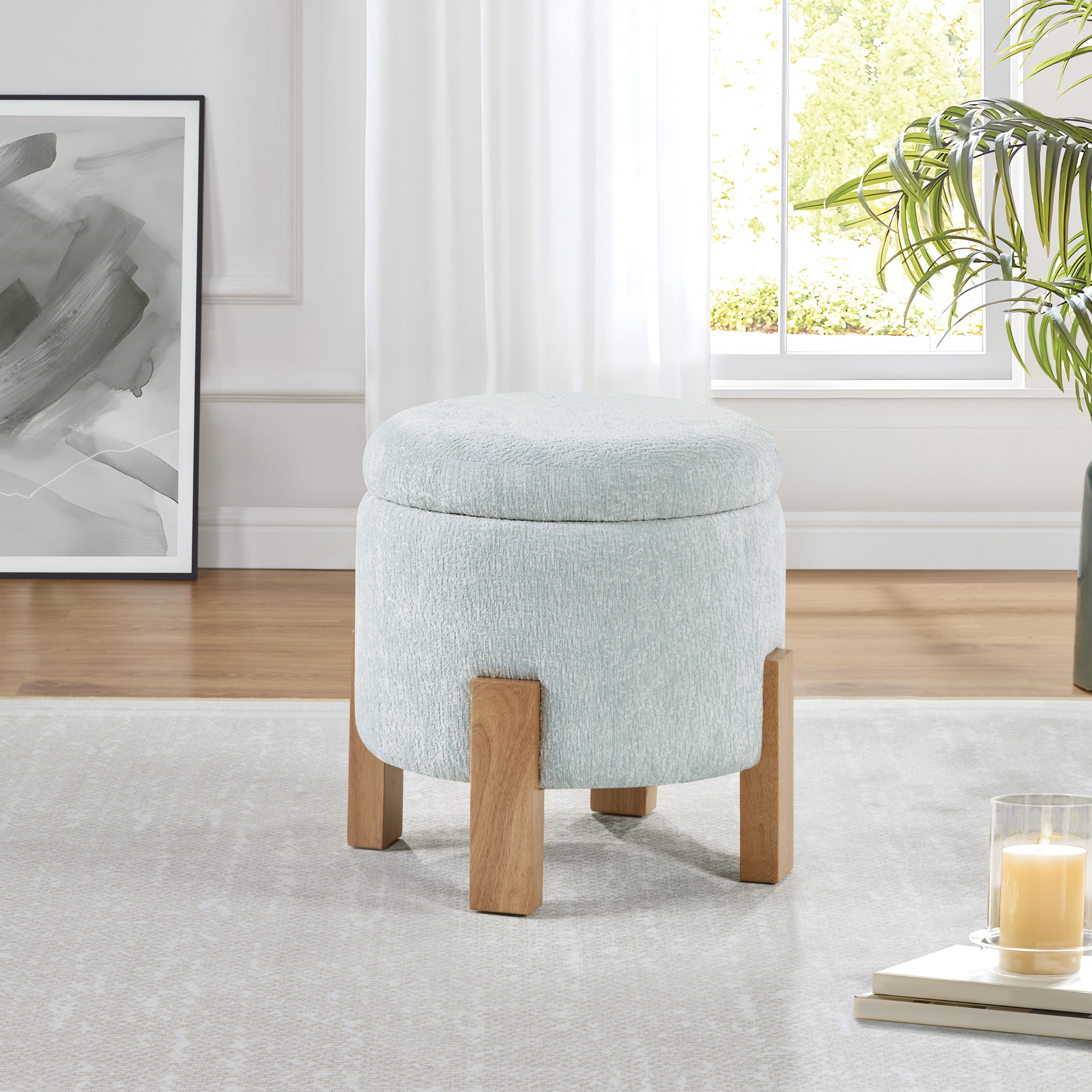 Annie Storage Ottoman - Sky