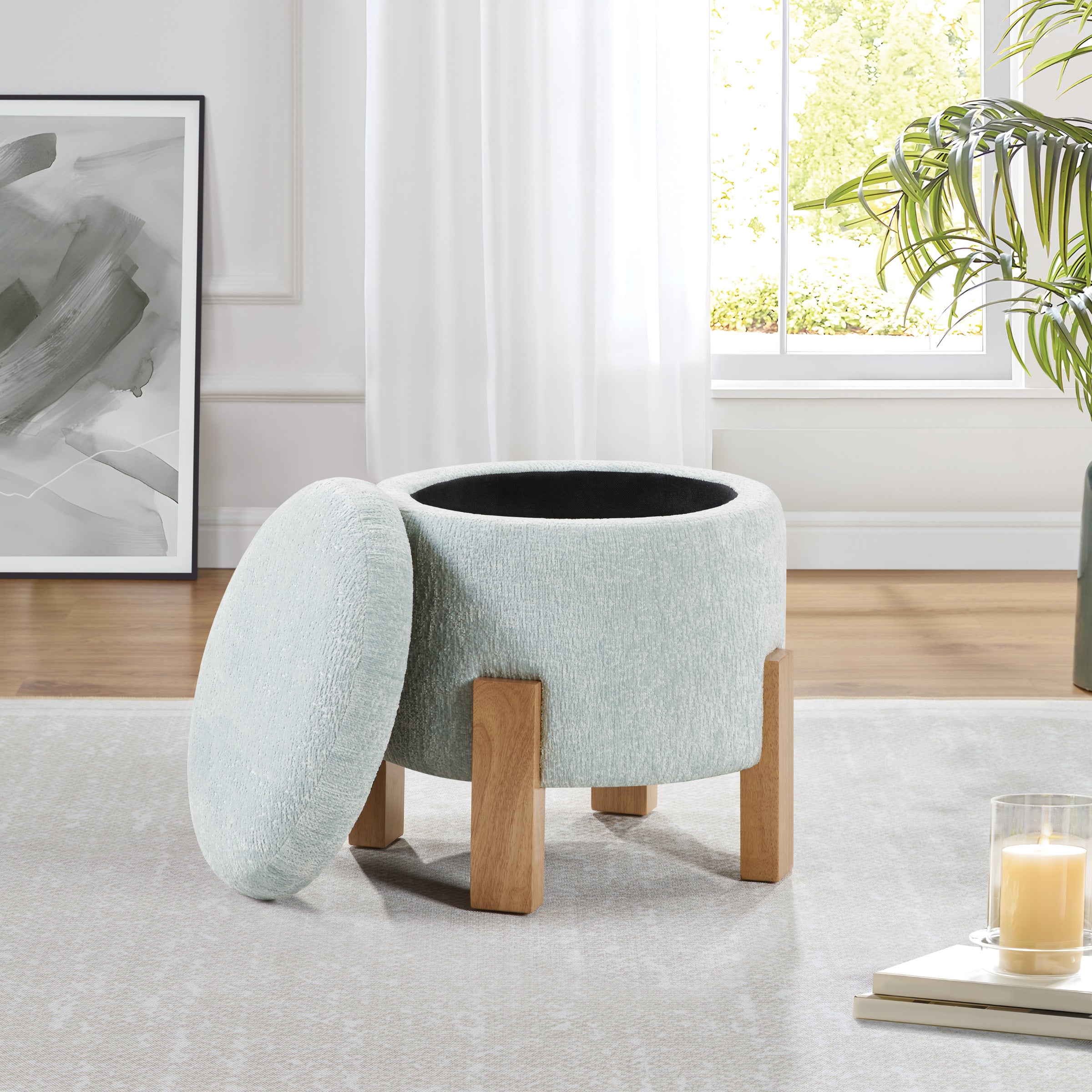 Annie Storage Ottoman - Sky