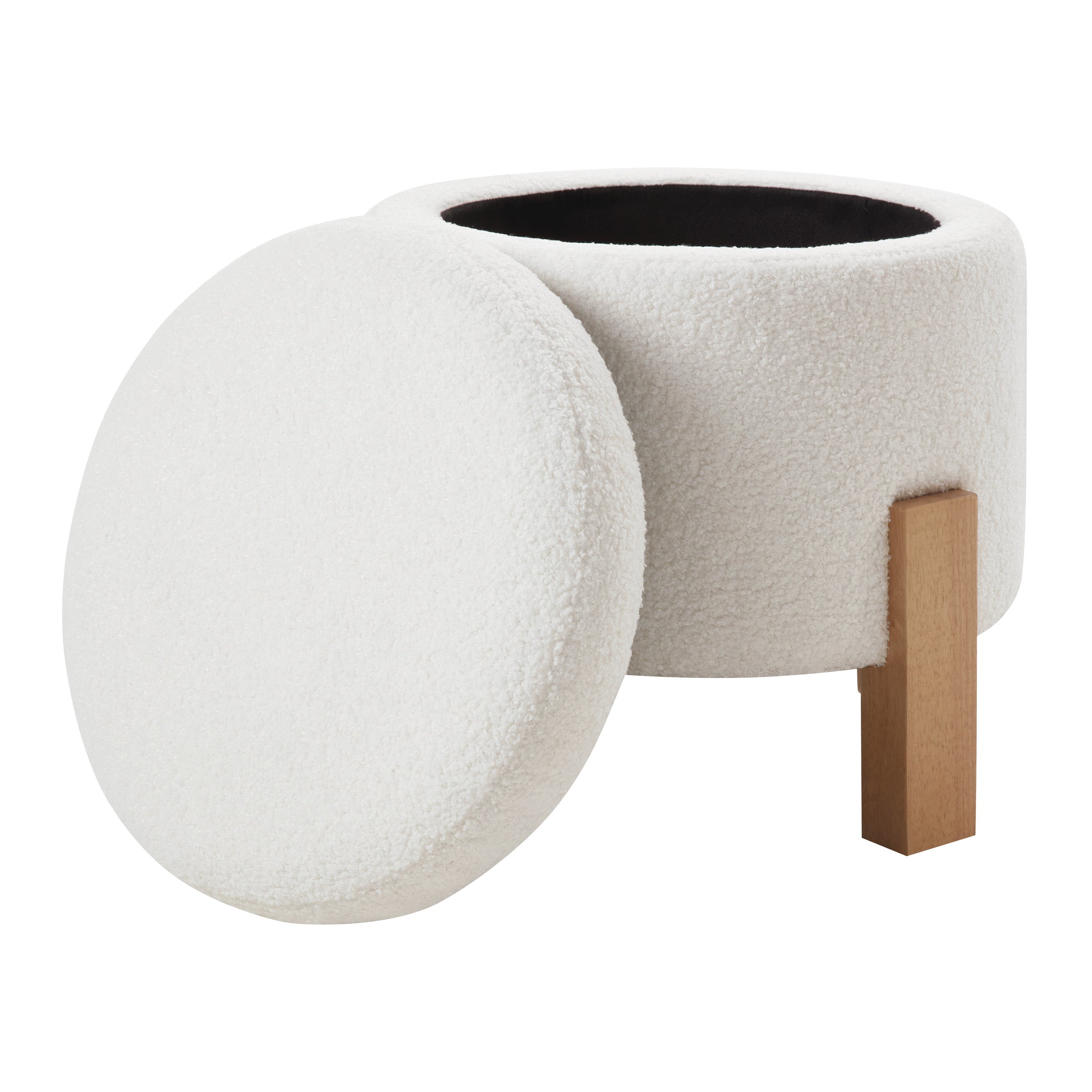 Annie Storage Ottoman - Ivory Sherpa