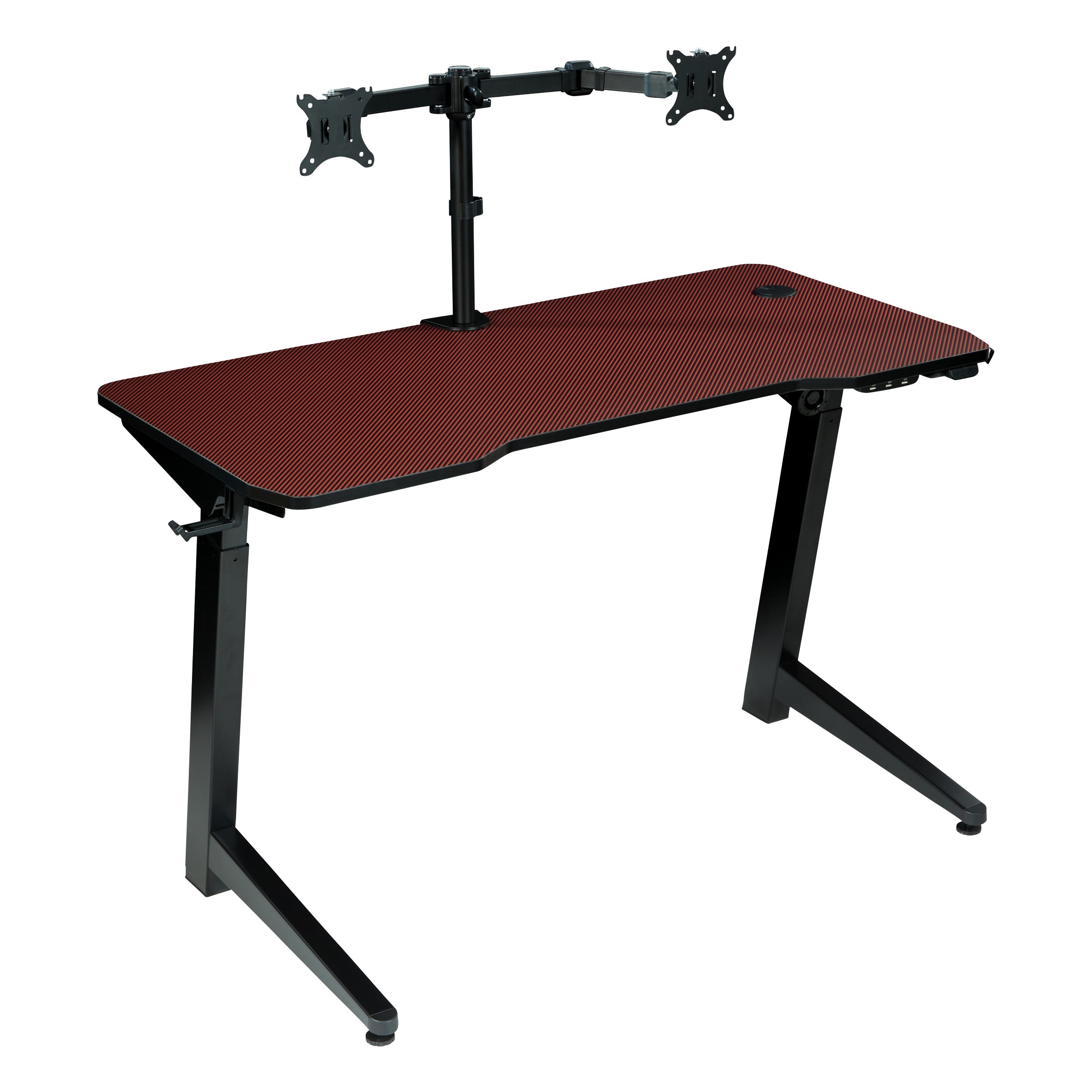 Arena 1337 Battlestation Gaming Dsk - Red Carbon Fiber/Black