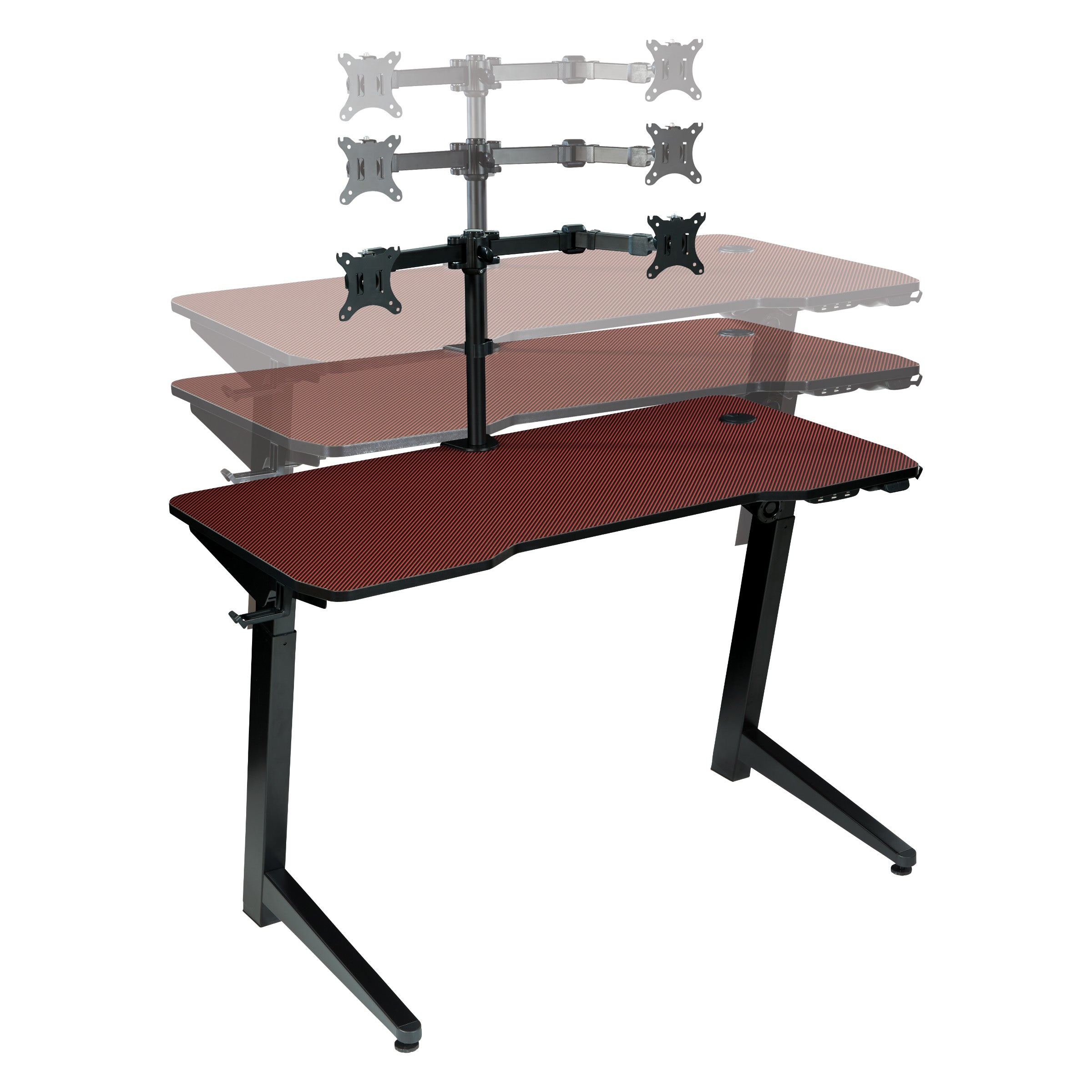 Arena 1337 Battlestation Gaming Dsk - Red Carbon Fiber/Black