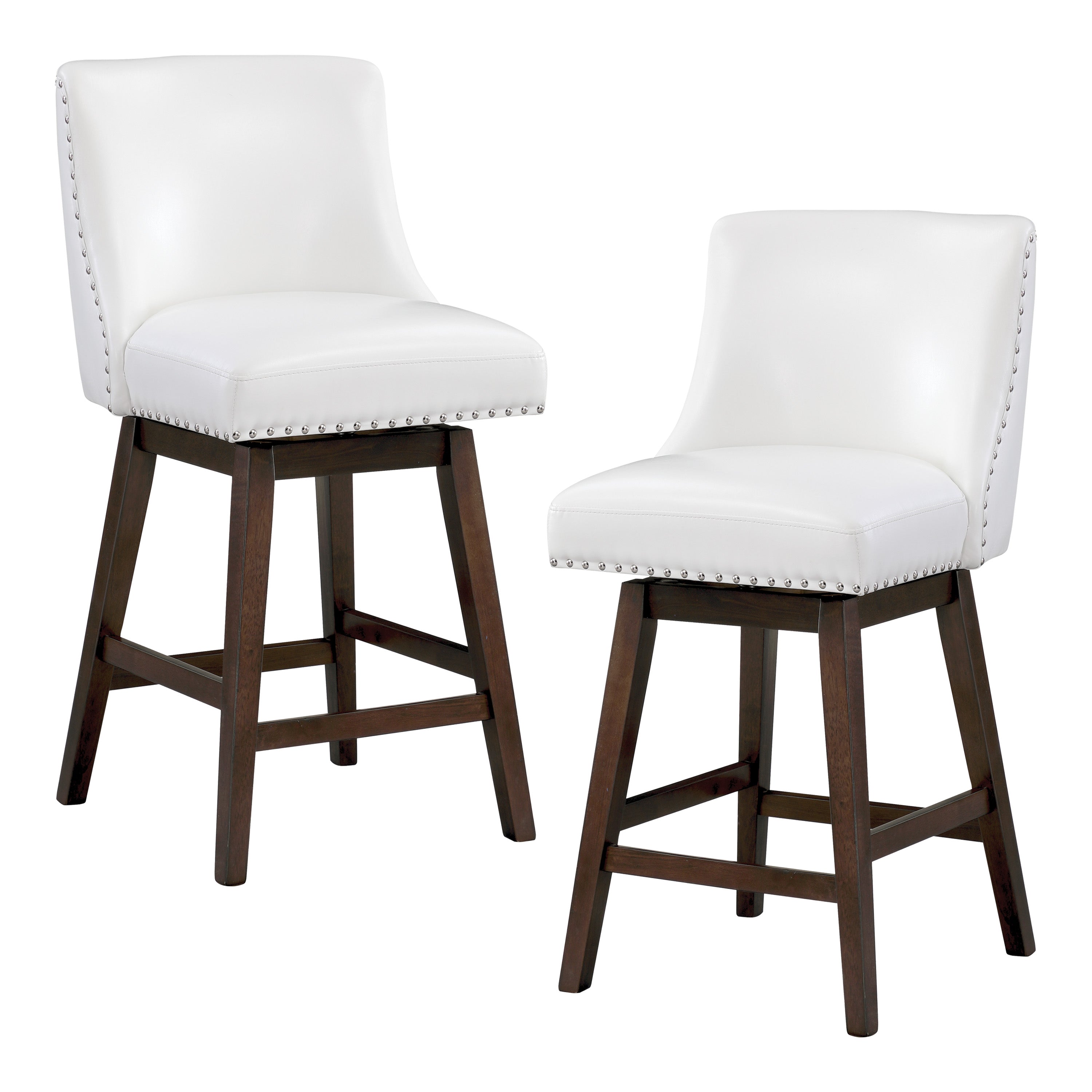 Bowden 2-Pack Swivel Counter Stool - White/DK Walnut