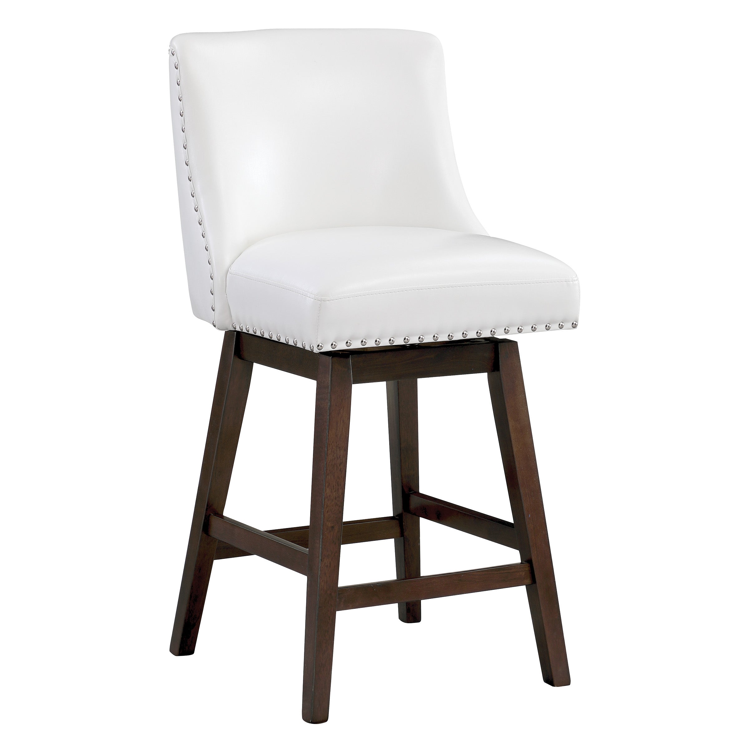 Bowden 2-Pack Swivel Counter Stool - White/DK Walnut