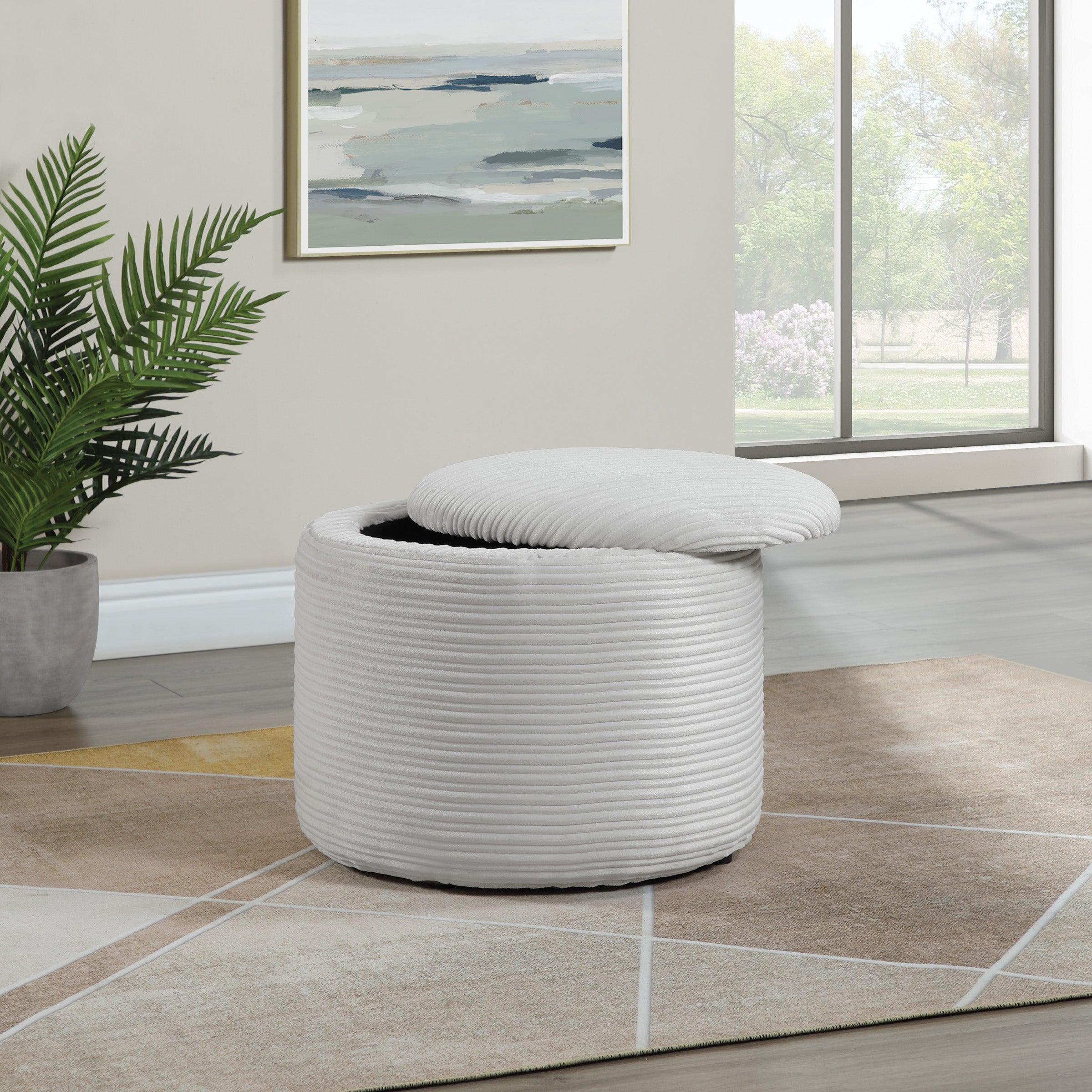 Brayfield Storage Ottoman - Taupe Cord