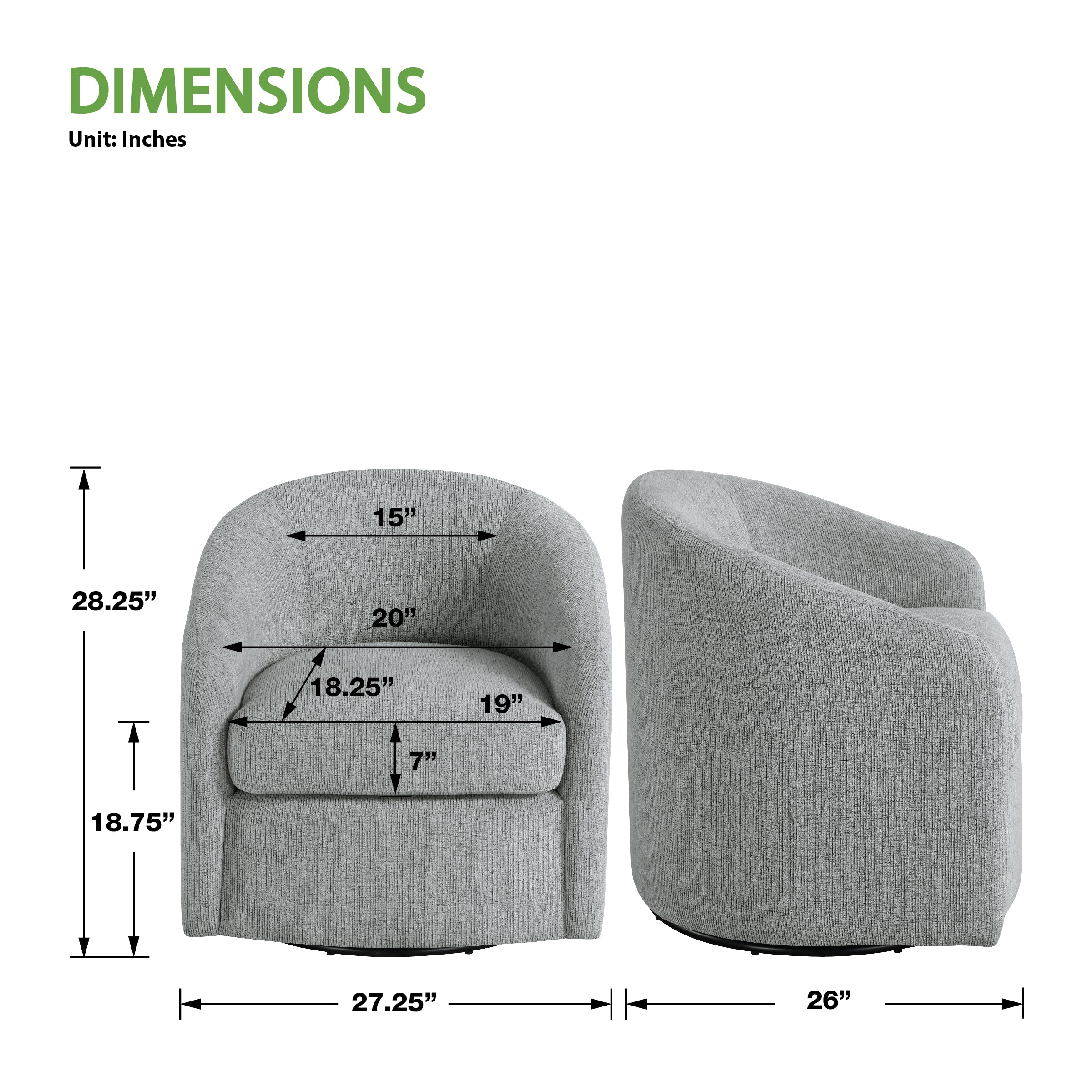 Bella Swivel Chair - Dove Grey