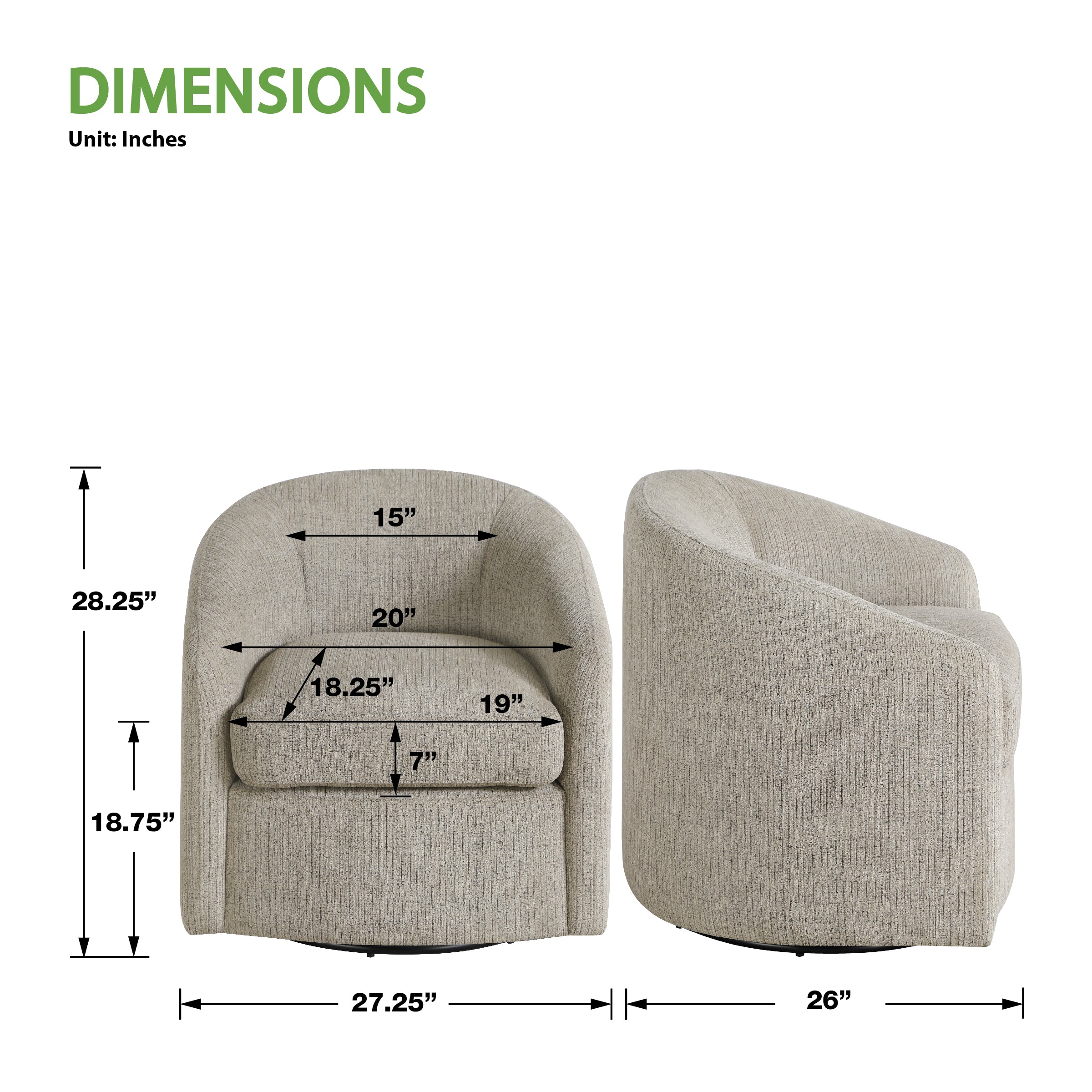 Bella Swivel Chair - Marble