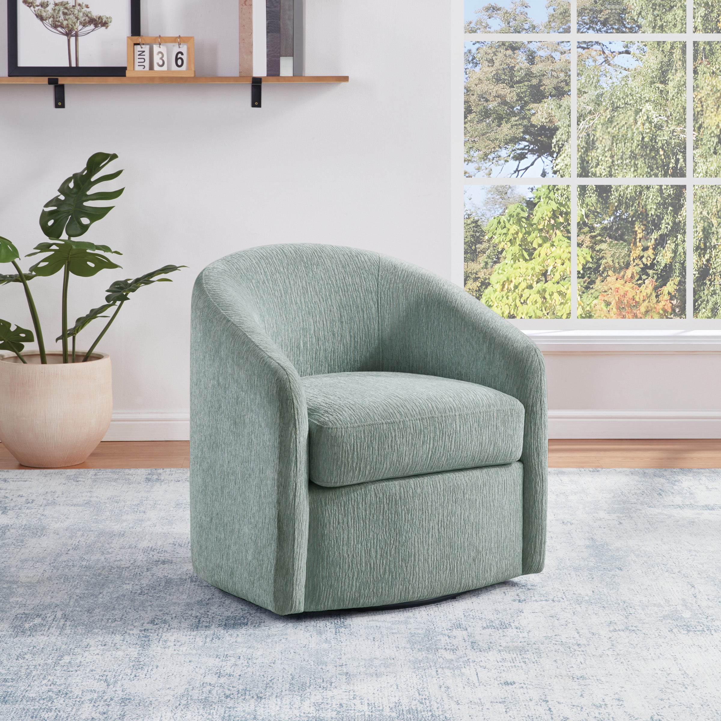 Bella Swivel Chair in Mist Fabric