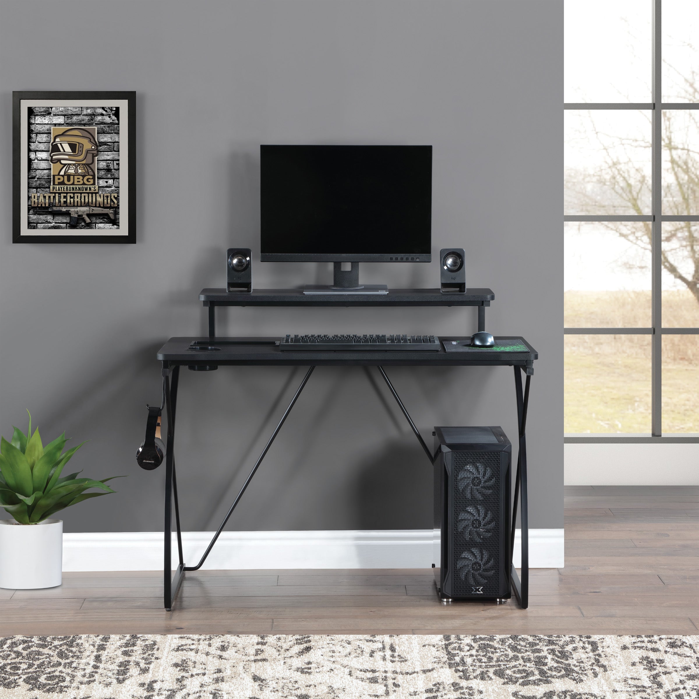 Biome 44" Gaming Desk - Grey Carbon Fiber