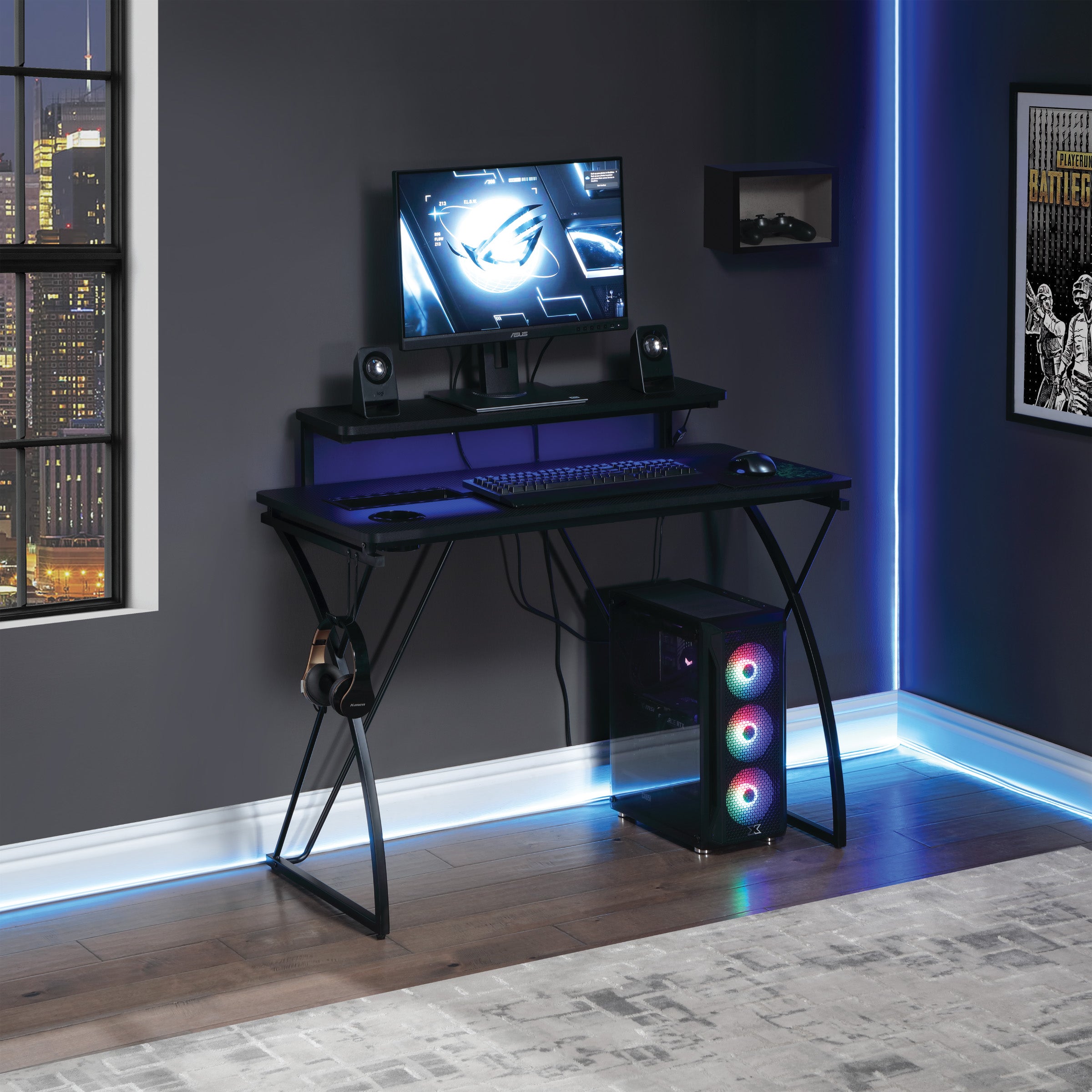 Biome 44" Gaming Desk - Grey Carbon Fiber